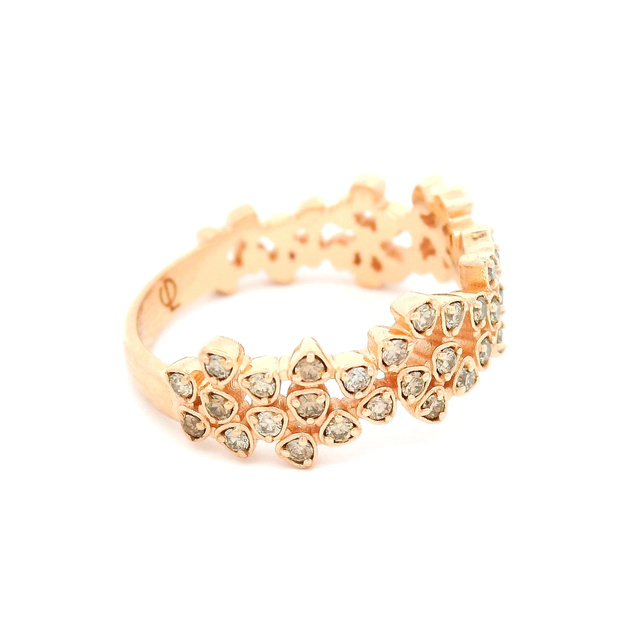 14k Rose Gold Cluster Band with 0.53cts Champagne Diamonds - Image 3