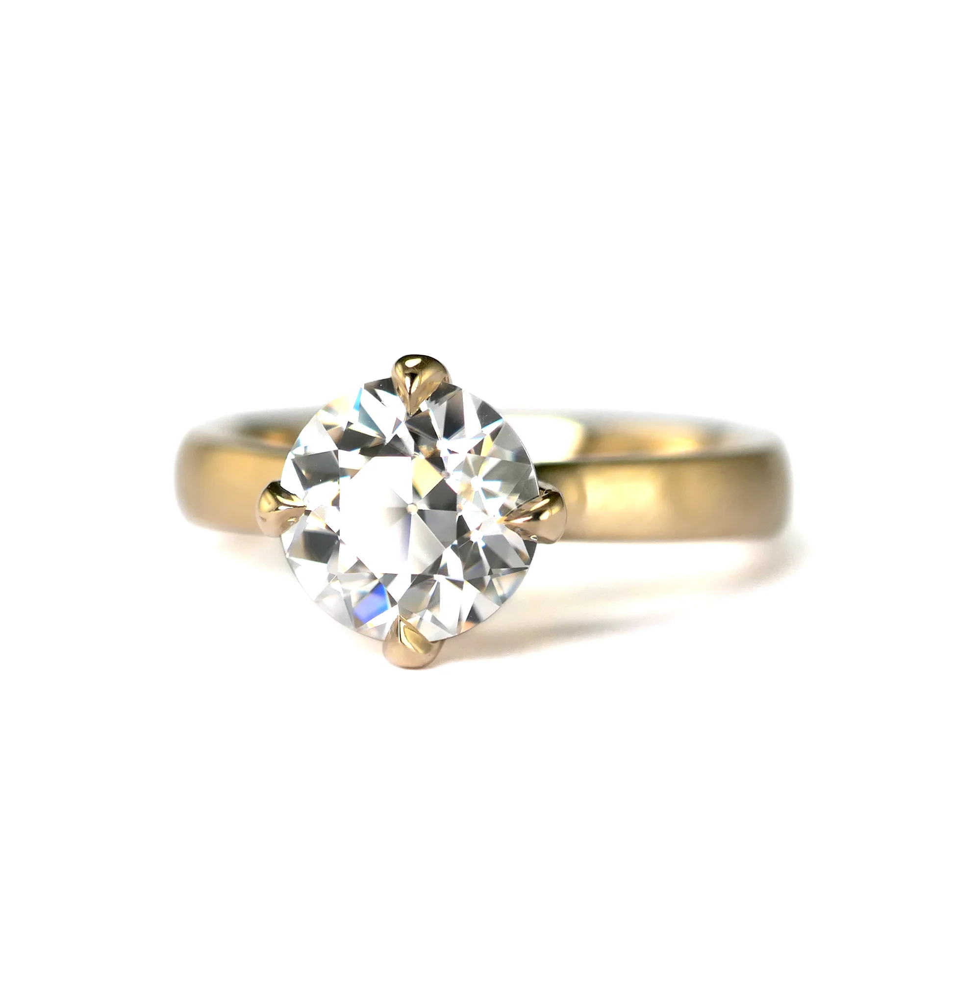 Compass Solitaire - 14k Yellow Solitaire with 7mm Old European Cut Moissanite - Image 3