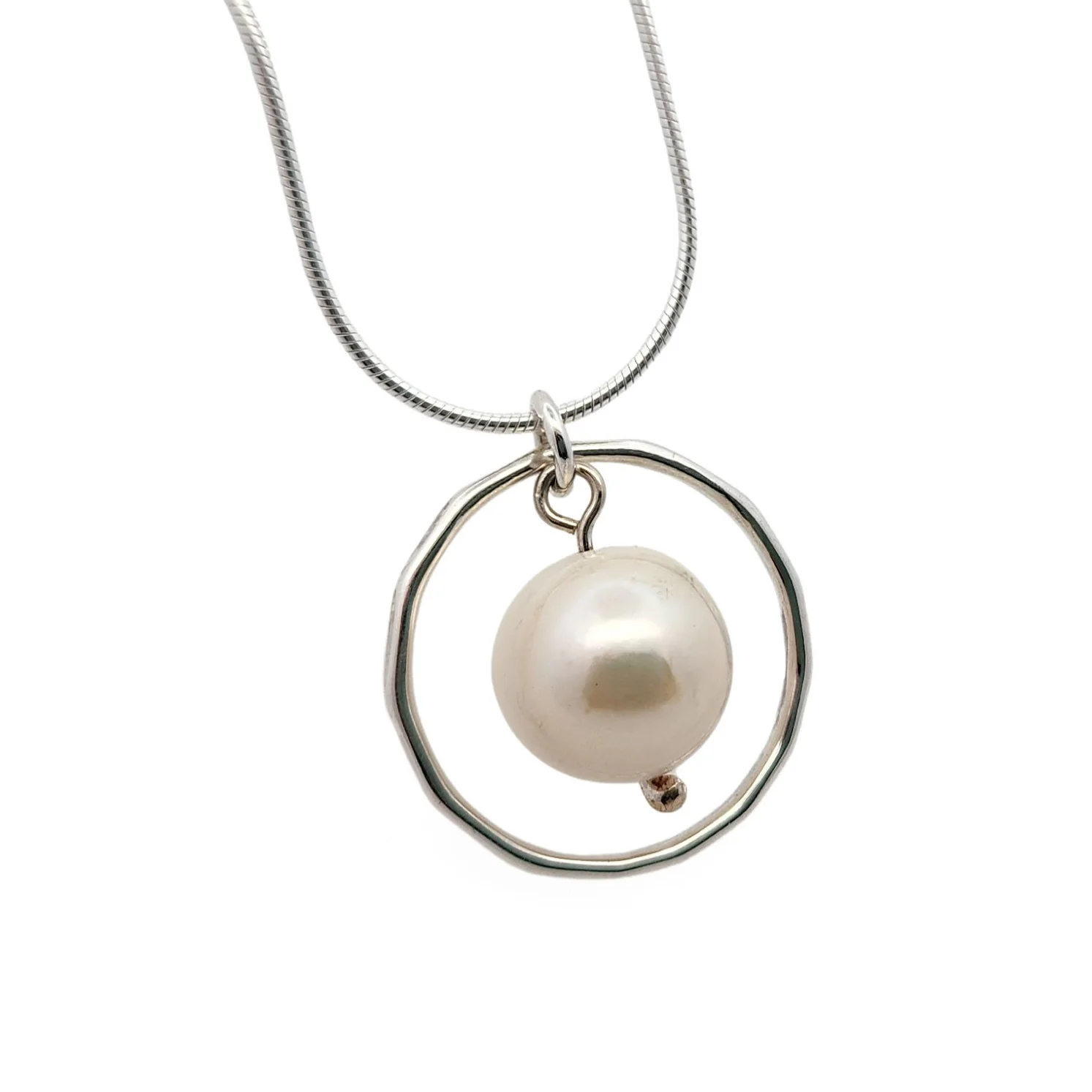 Open Circle Pearl Pendant - Image 2