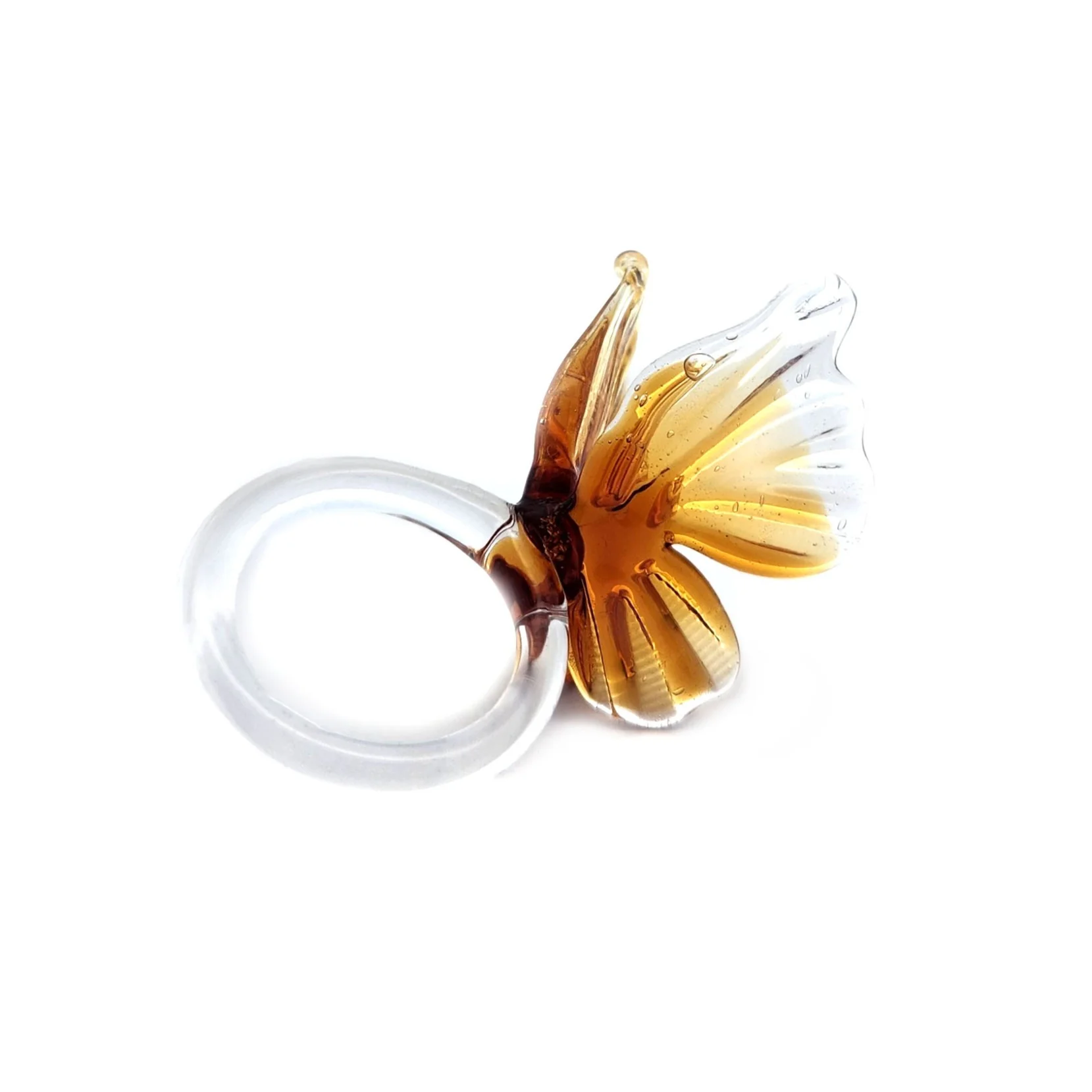 Orange Glass Butterfly Ring - Image 2