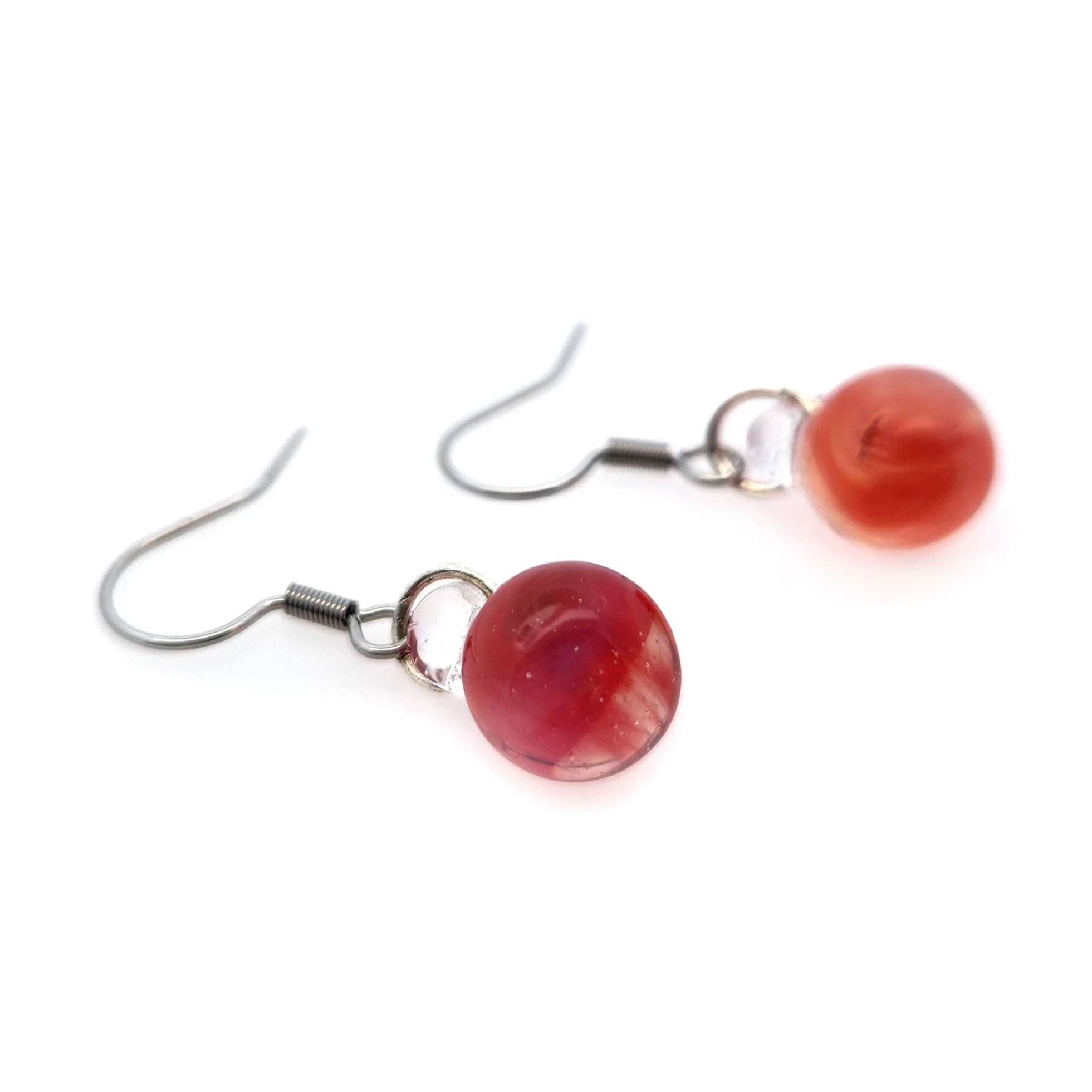 Orange Spherical Drop Earrings - Image 2