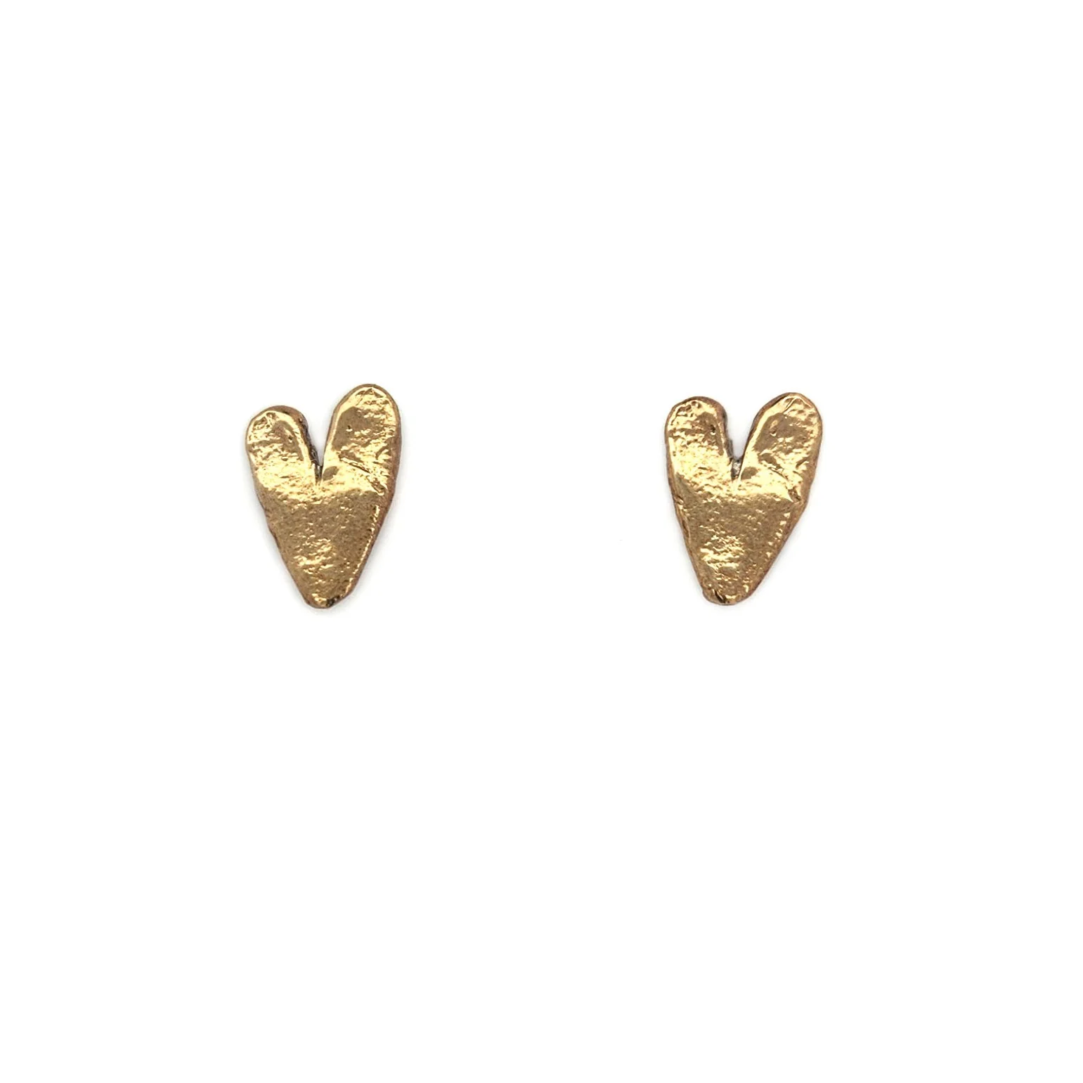 Organic Brass Heart Studs - Image 2
