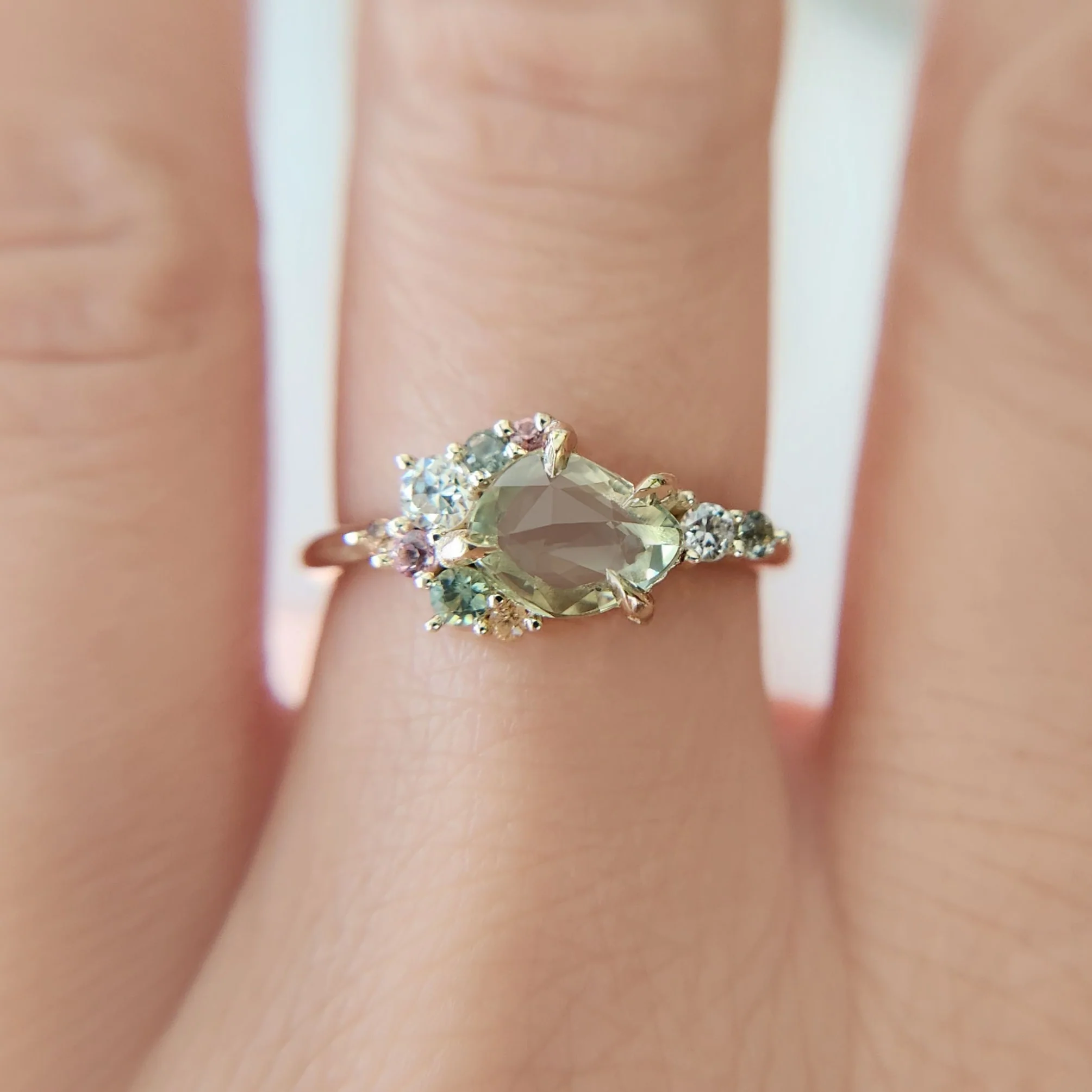Organic Green Sapphire Cluster Ring - Image 2