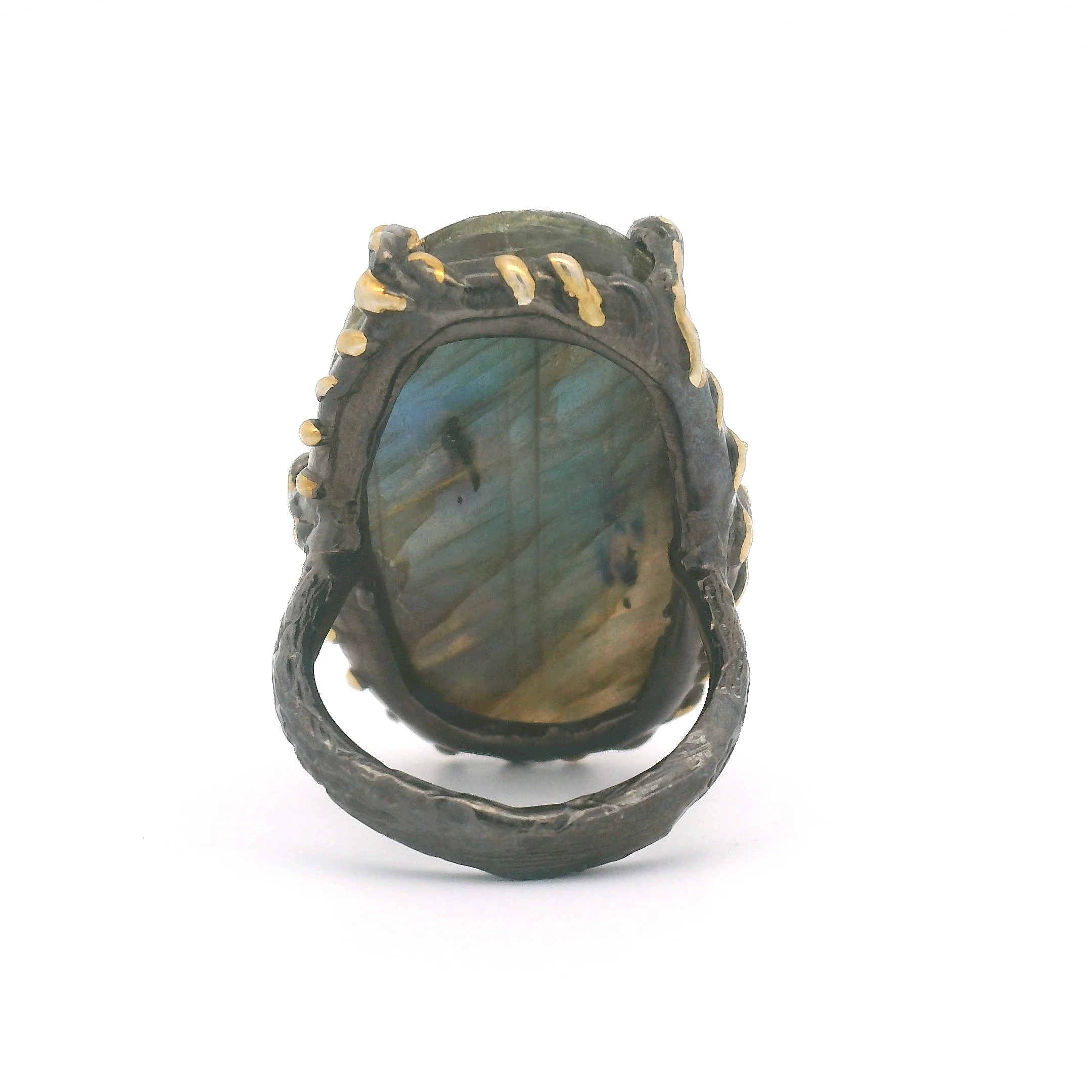 Organic Hand-Sculpted Labradorite Cocktail Ring - Image 3