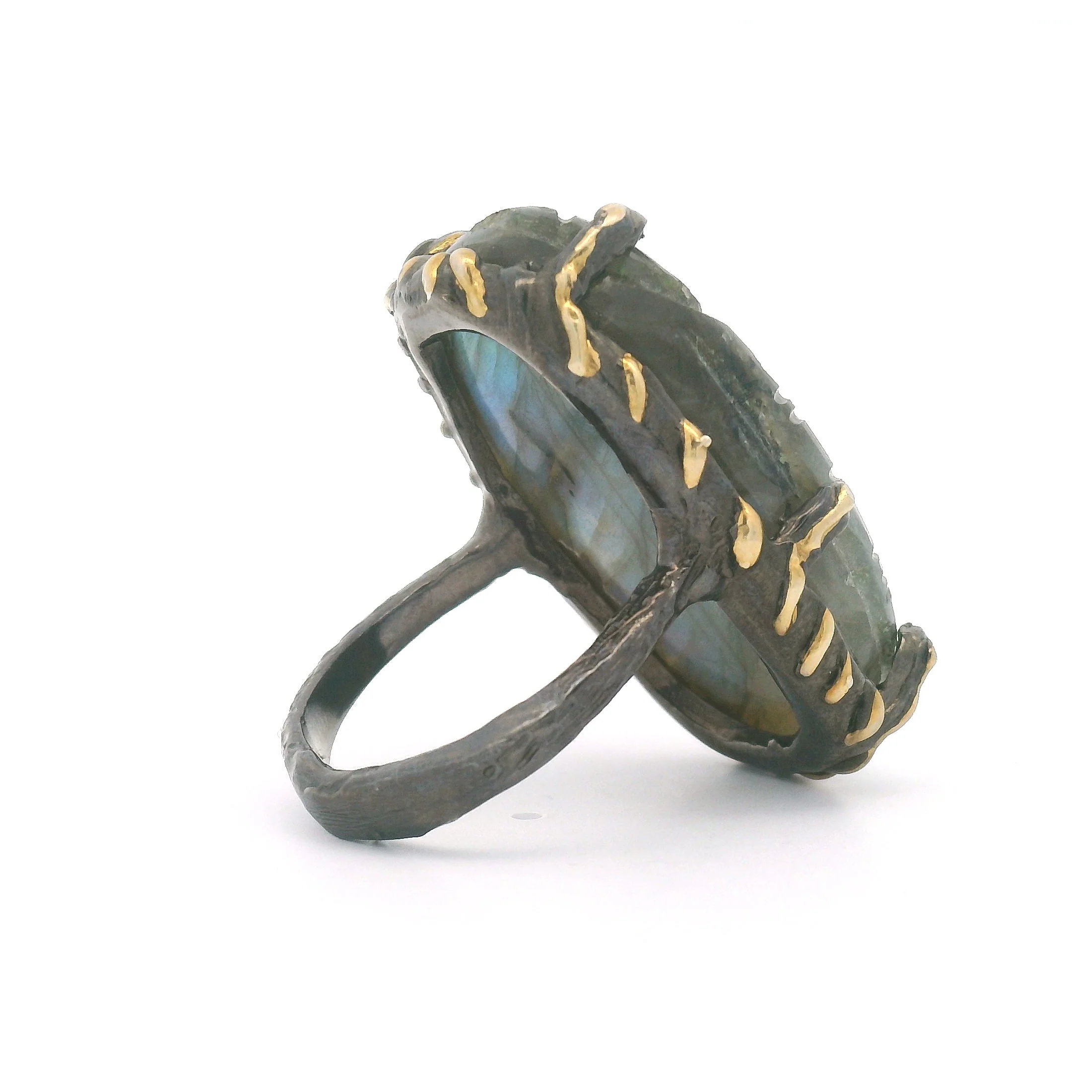 Organic Hand-Sculpted Labradorite Cocktail Ring - Image 4