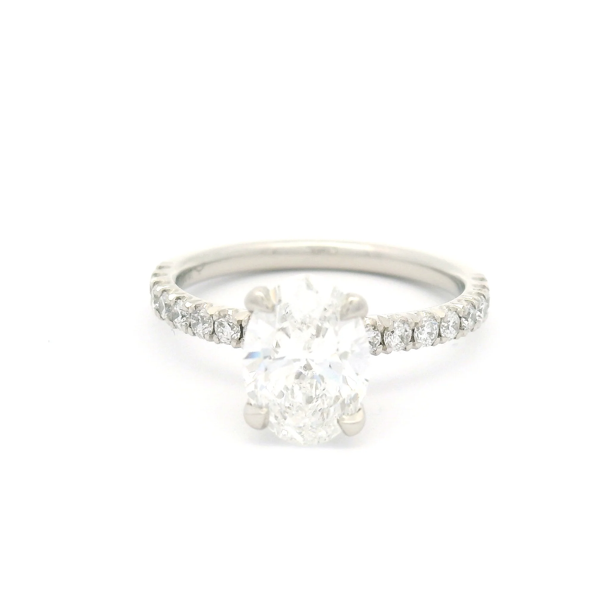 Platinum Engagement Ring with 1.72ct Lab-Grown Oval Diamond and Accent Diamonds