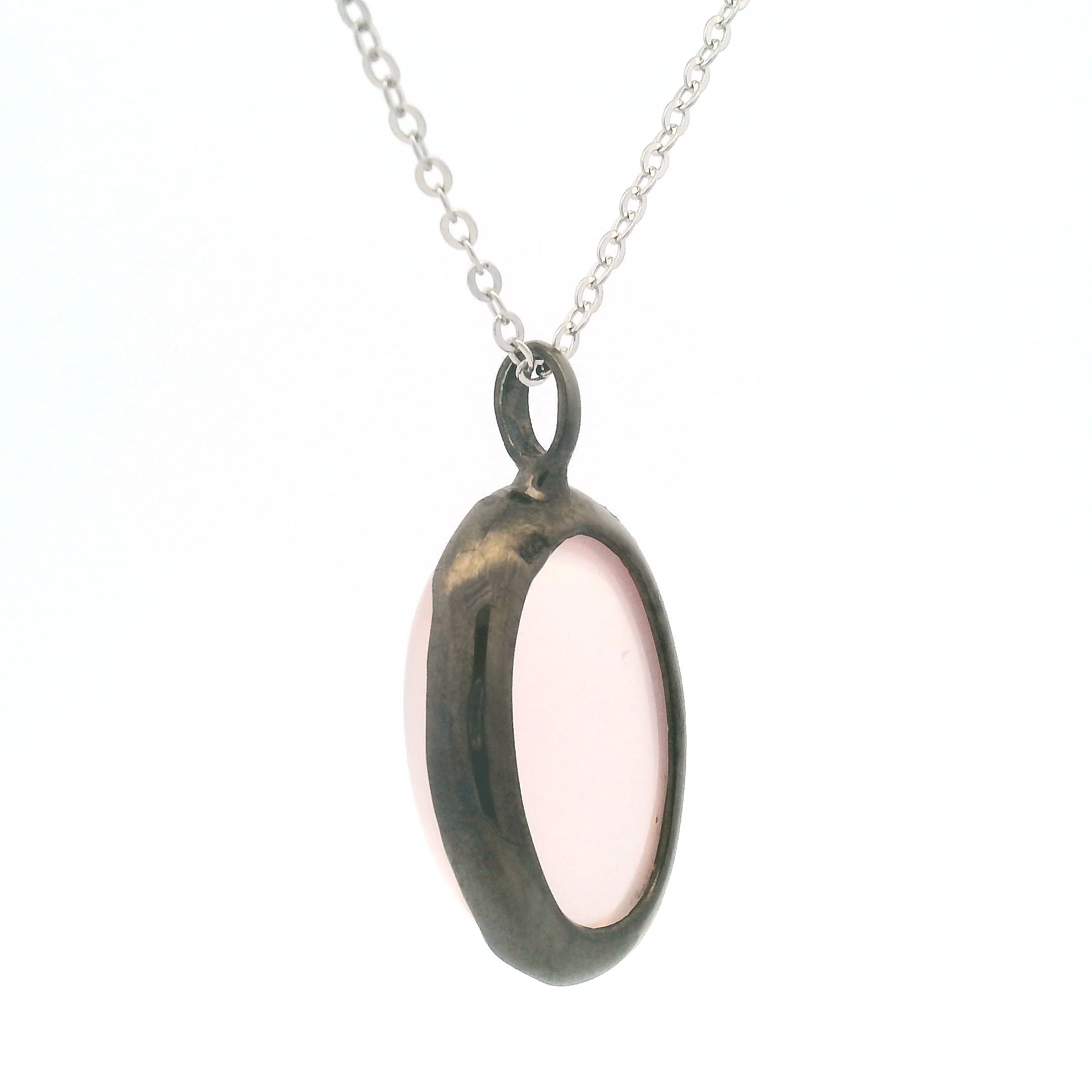 Oval Rose Quartz Cabochon Pendant - Image 4
