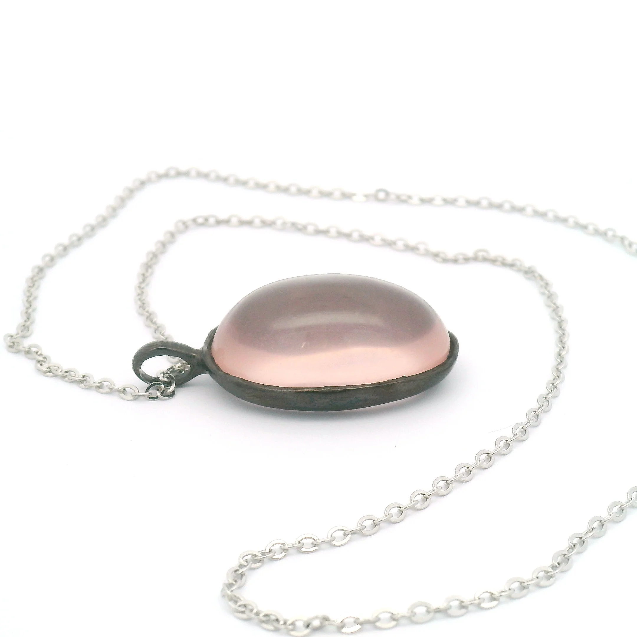 Oval Rose Quartz Cabochon Pendant - Image 5