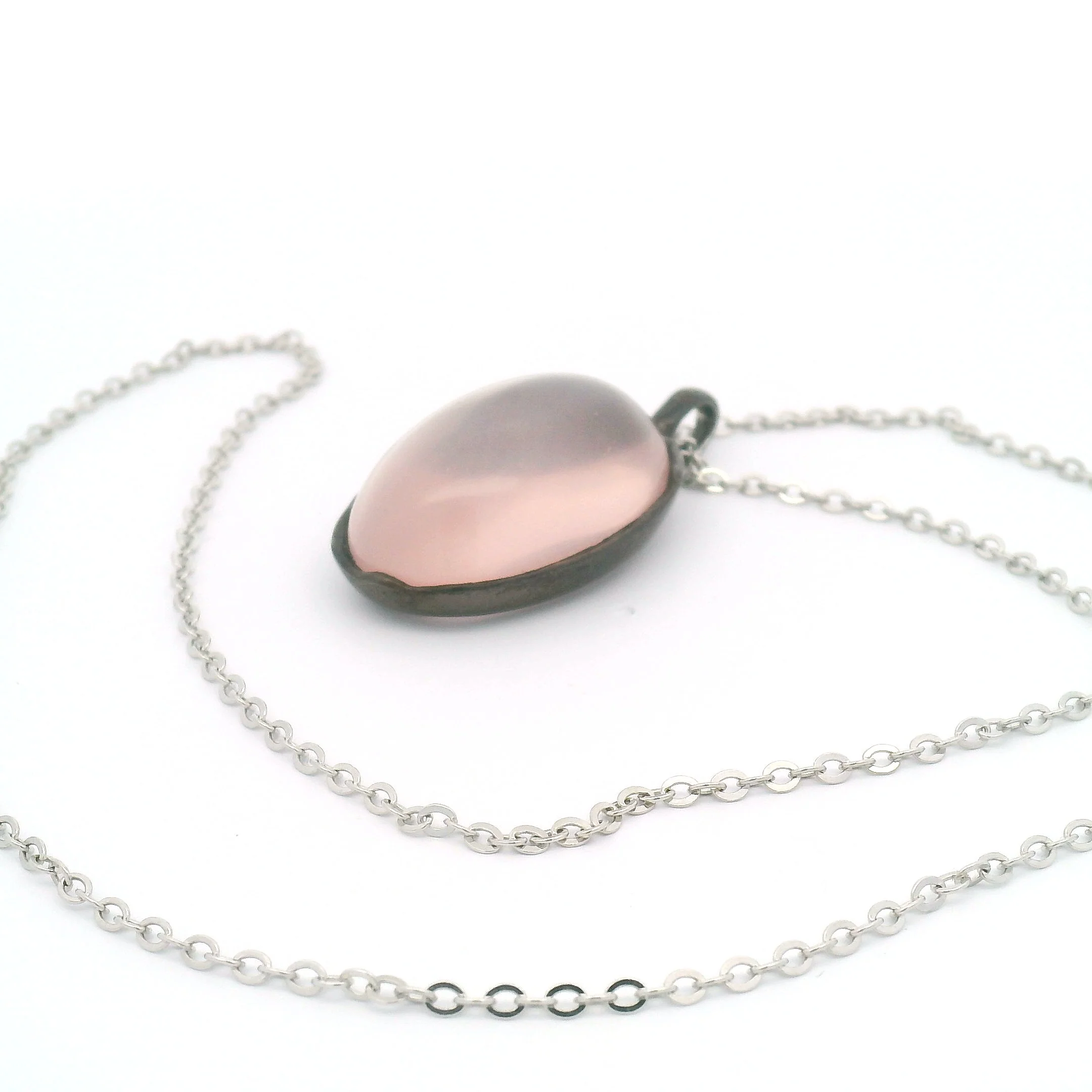 Oval Rose Quartz Cabochon Pendant - Image 6