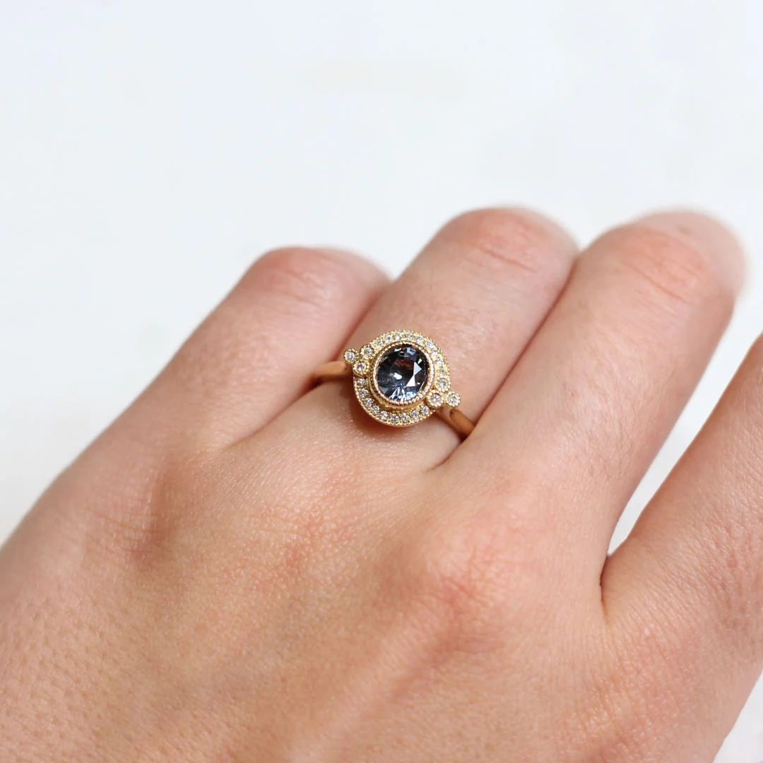 Overcast - Lavander-Grey Spinel Engagement Ring - Image 4