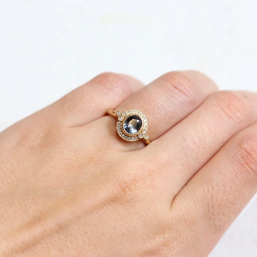 Overcast - Lavander-Grey Spinel Engagement Ring - Image 5