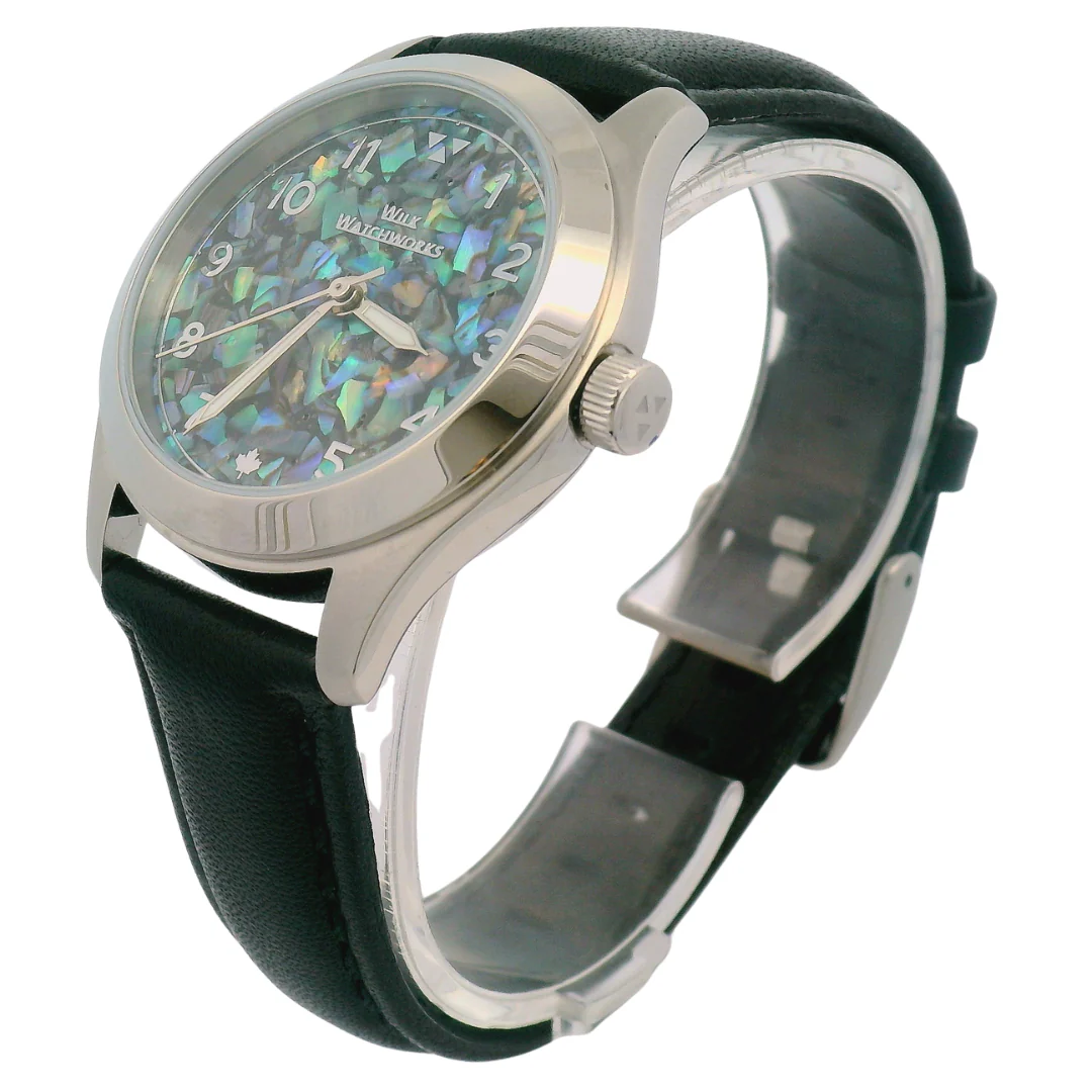 Paua Flakes Black Leather Watch - Image 4