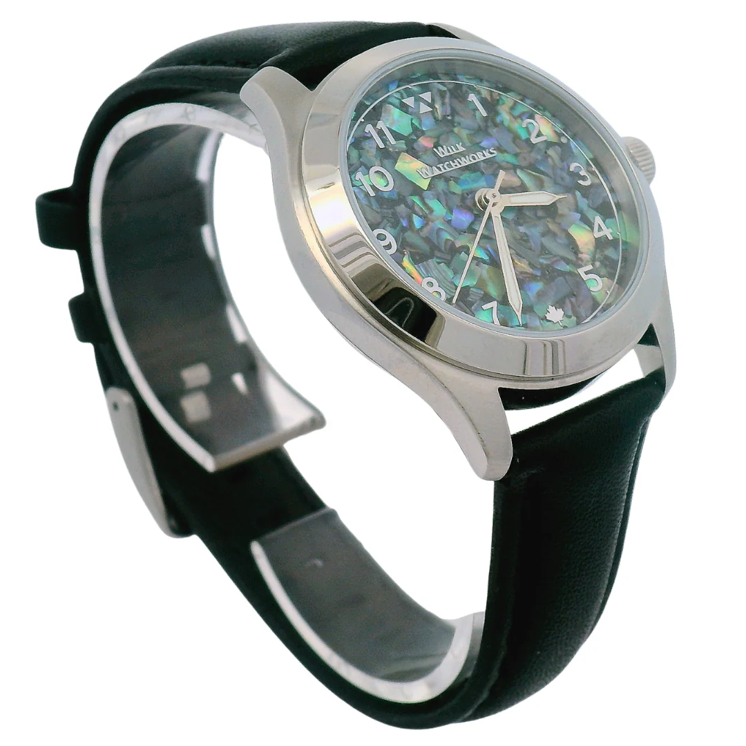 Paua Flakes Black Leather Watch - Image 5