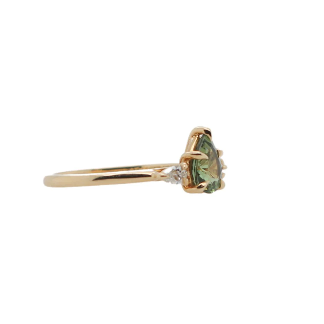 Pear-cut Green Sapphire & Diamond Engagement Ring - Image 6