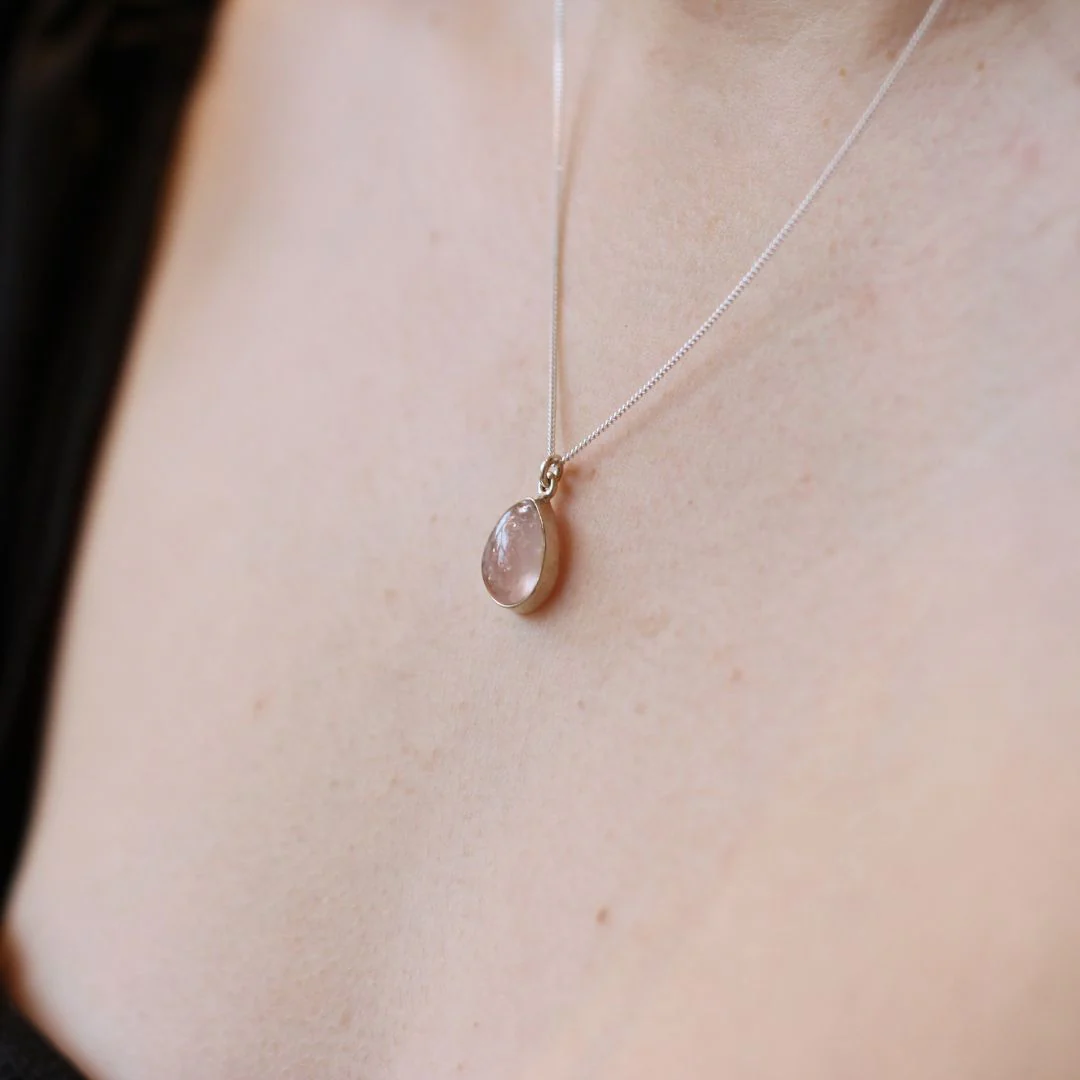 Pear Shaped Rose Quartz Necklace - Image 2