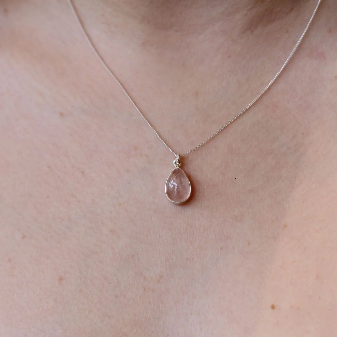 Pear Shaped Rose Quartz Necklace - Image 3