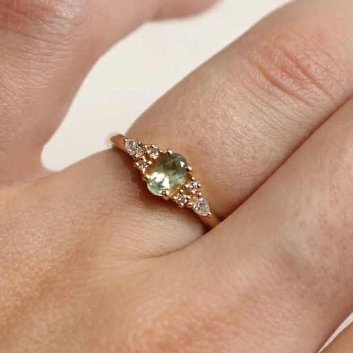 Petite Green Sapphire Engagement Ring - Image 4