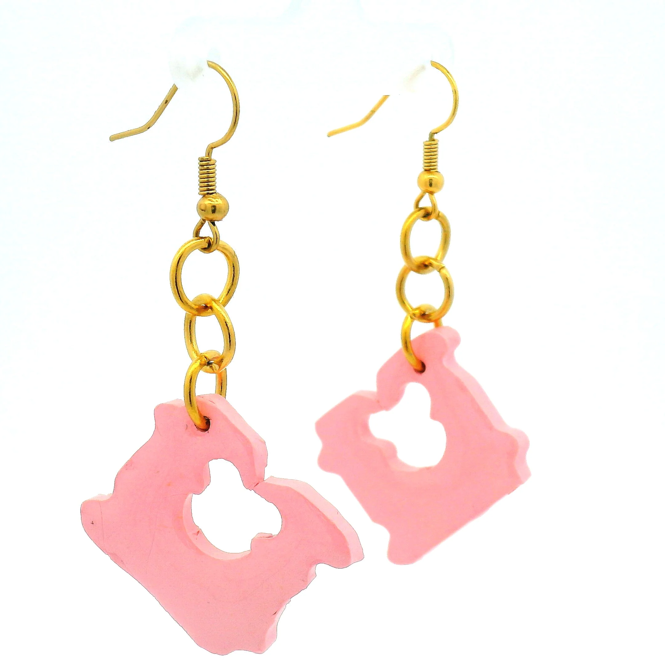 Handmade Pink Bread Tab Earrings - Image 3