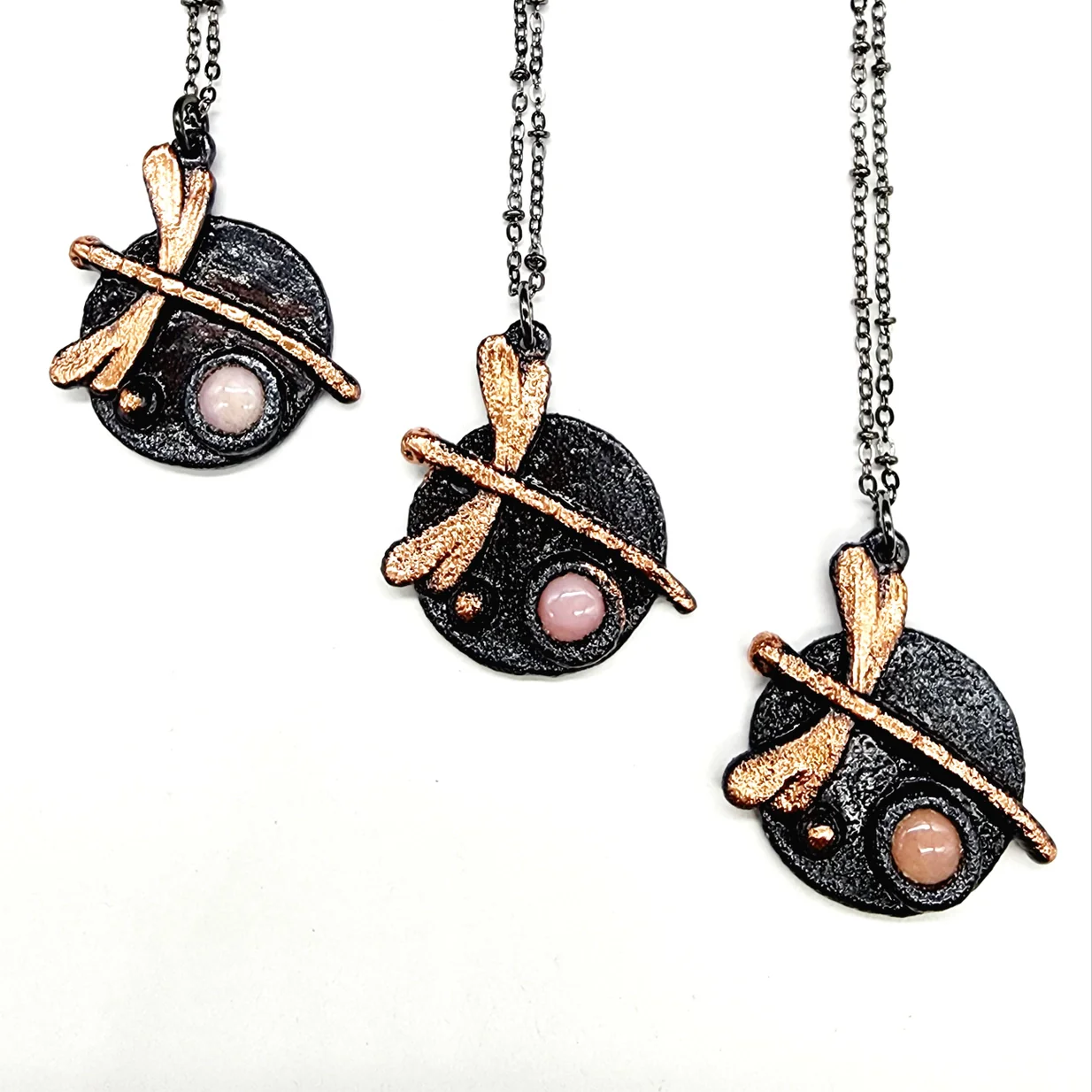 Pink Chalcedony Dragonfly Necklace - Image 2