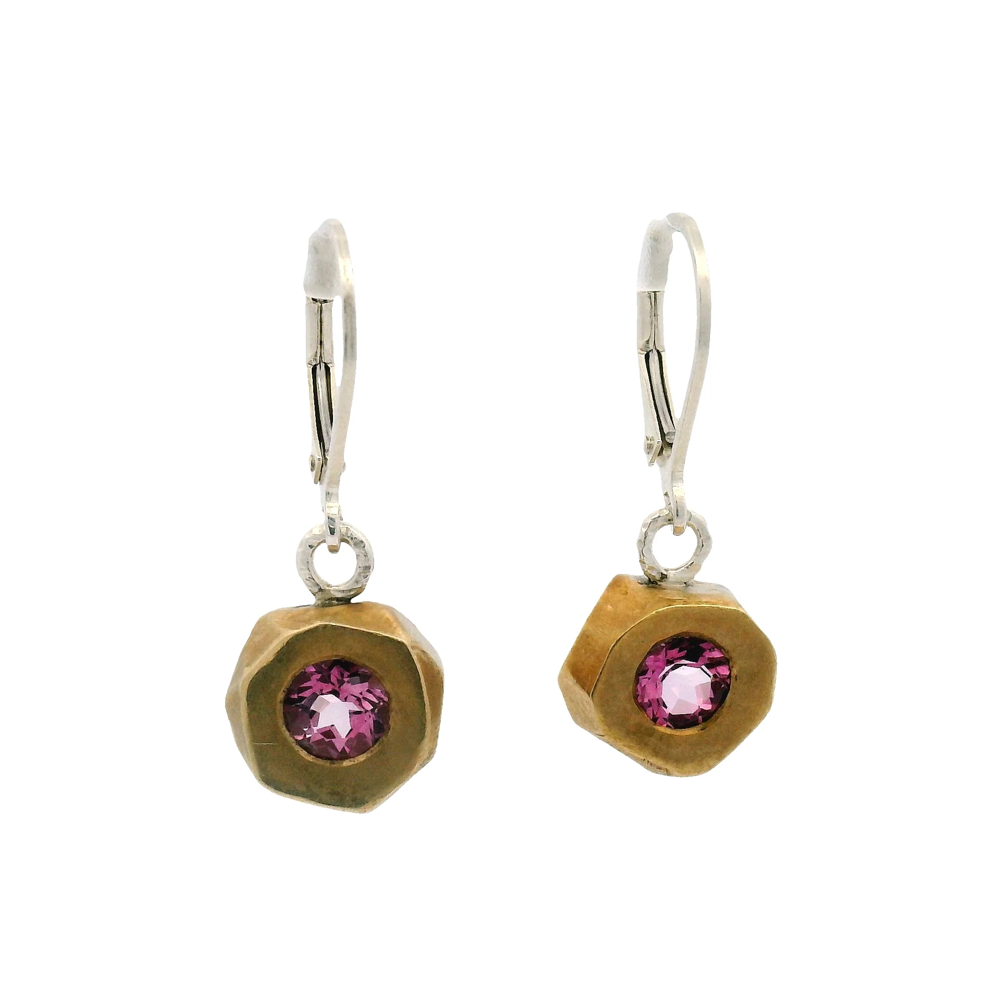 Pink Tourmaline and Bronze Earrings - Image 2