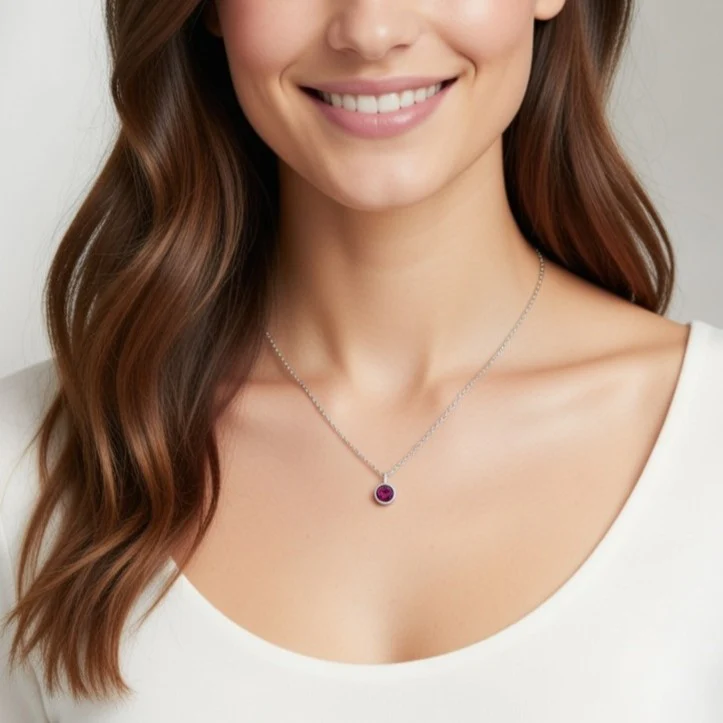 Pink Tourmaline October Birthstone Necklace - Image 2
