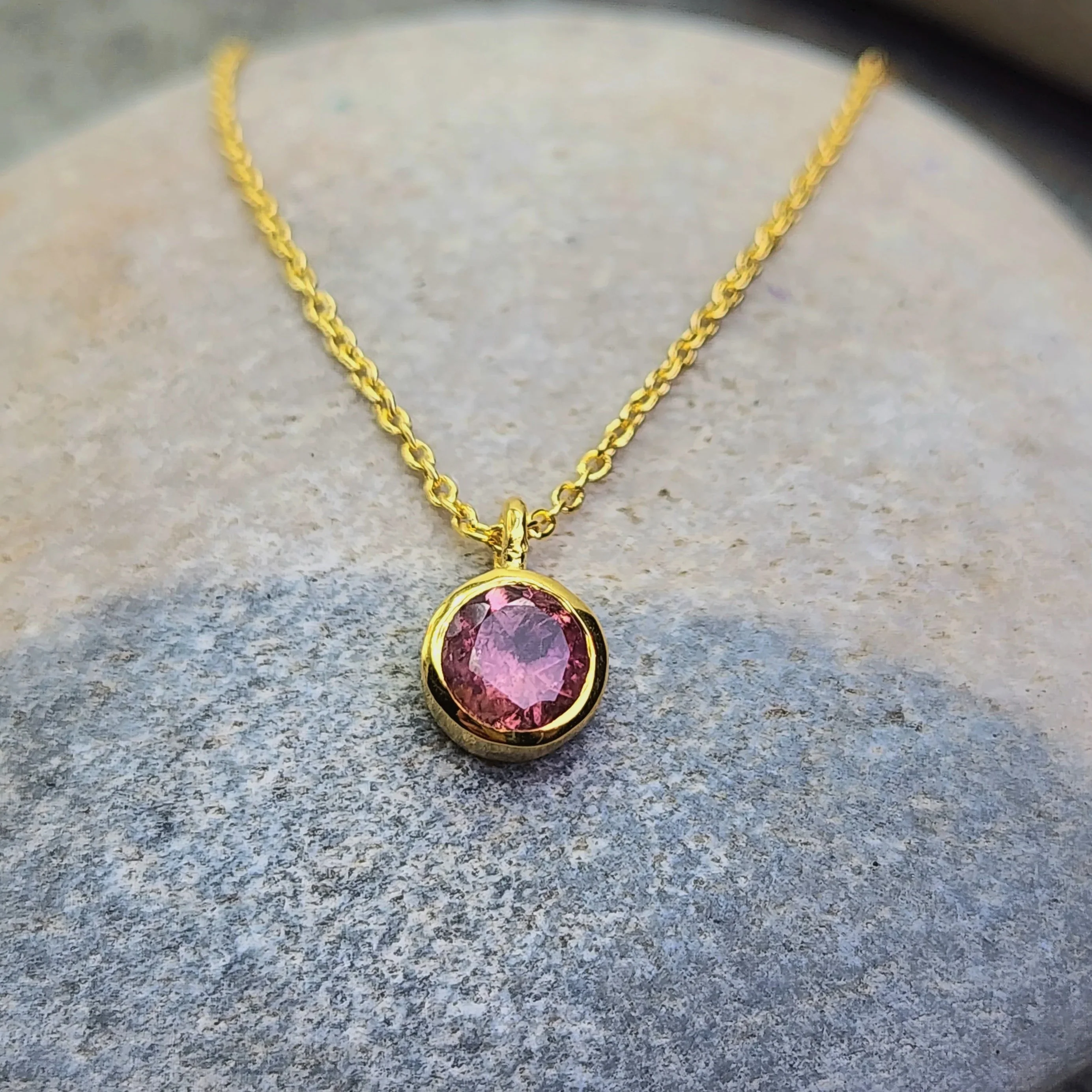 Pink Tourmaline October Birthstone Necklace - Image 4