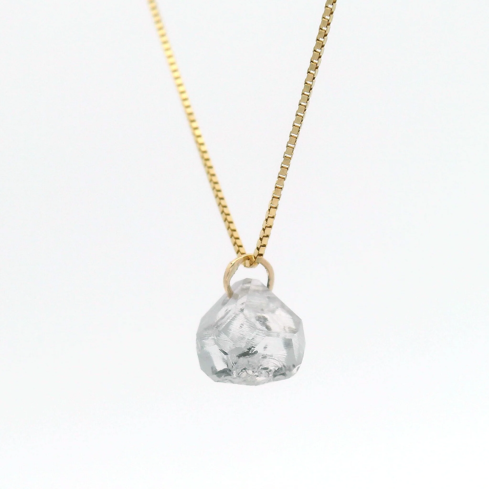 1.95ct Lab-Grown Rough Diamond Pendant Box Chain Necklace - Image 3