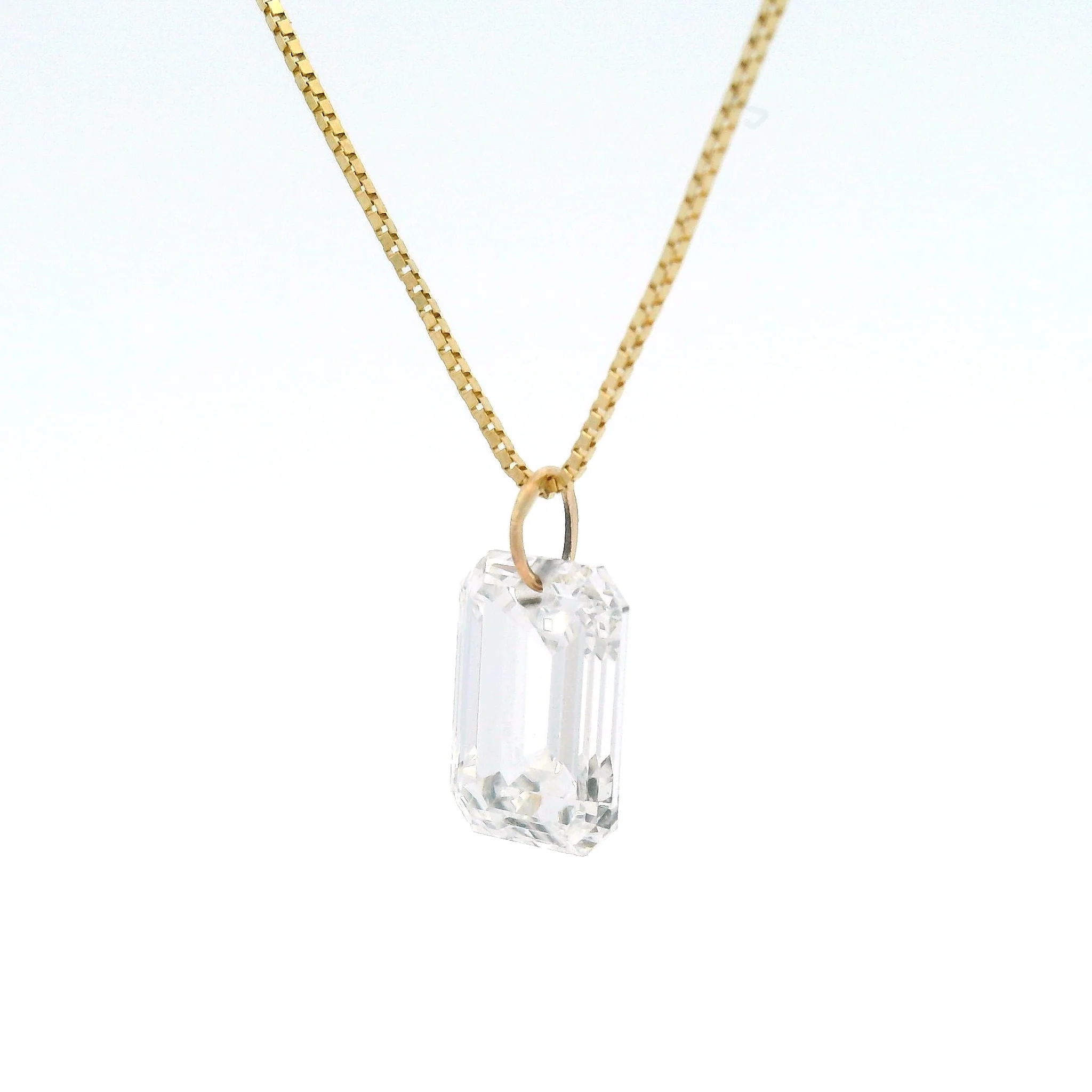 1.73ct Lab-Grown Emerald Cut Diamond Pendant Box Chain Necklace - Image 2