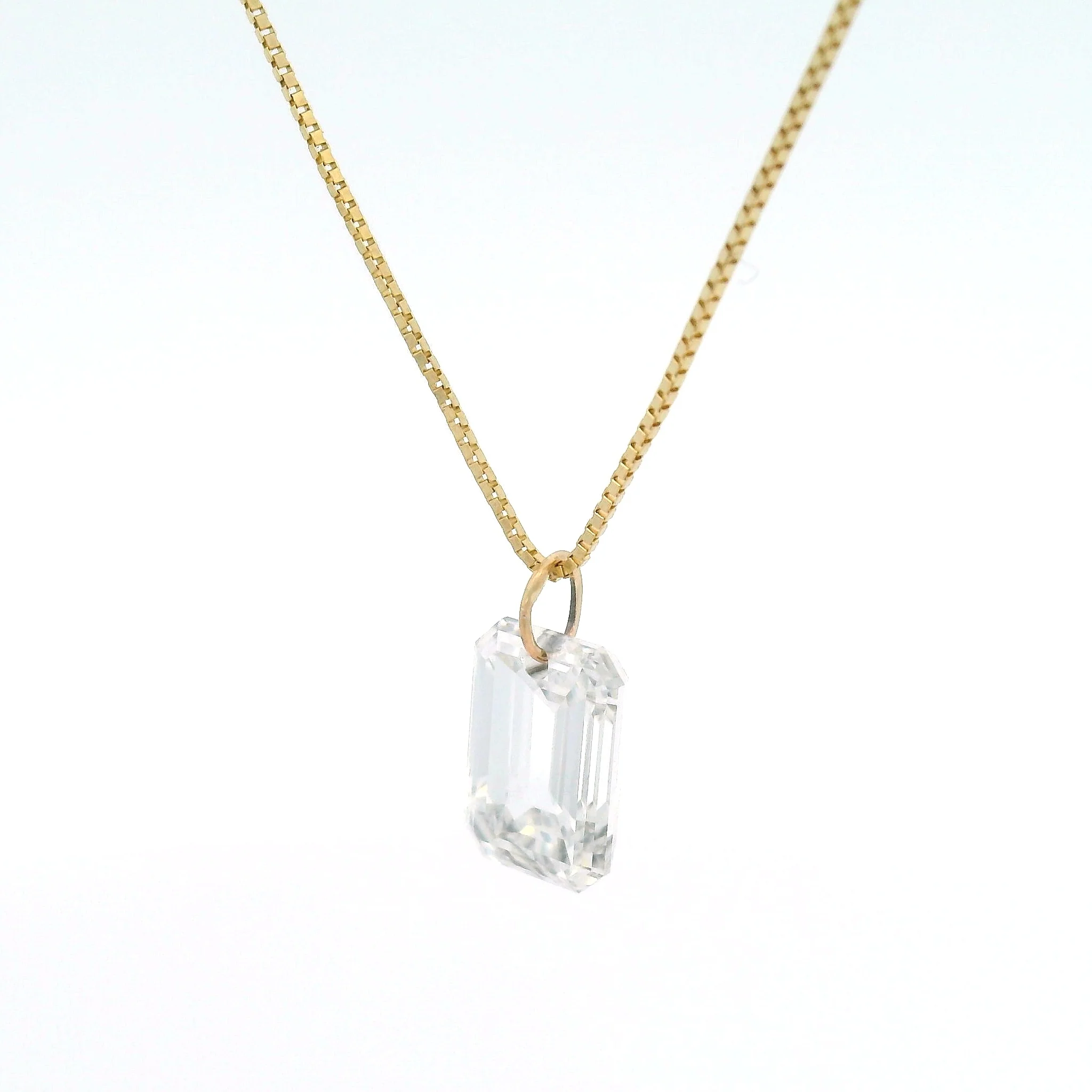 1.73ct Lab-Grown Emerald Cut Diamond Pendant Box Chain Necklace - Image 3