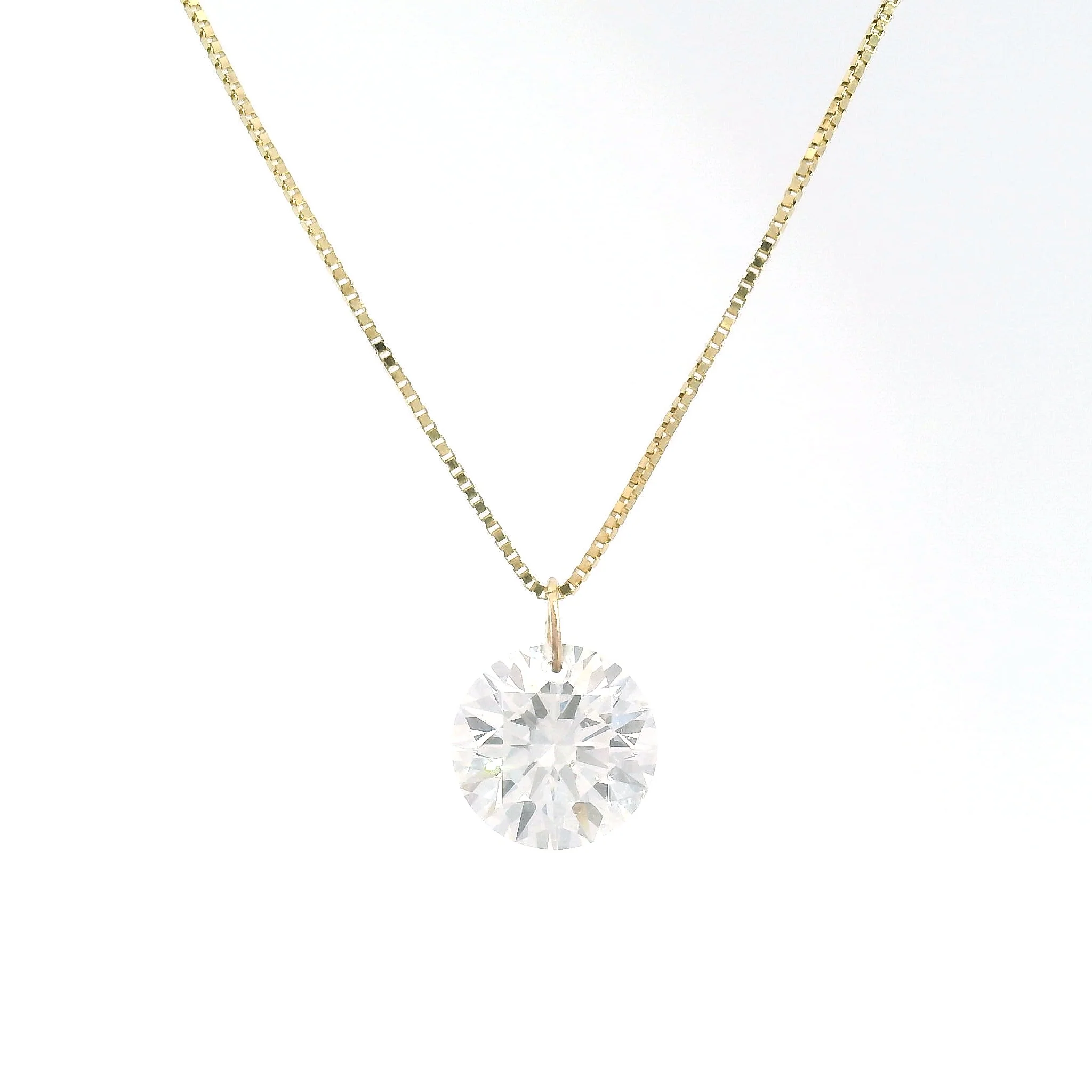 1.6ct Lab-Grown Round Brilliant Cut Diamond Pendant Box Chain Necklace - Image 2