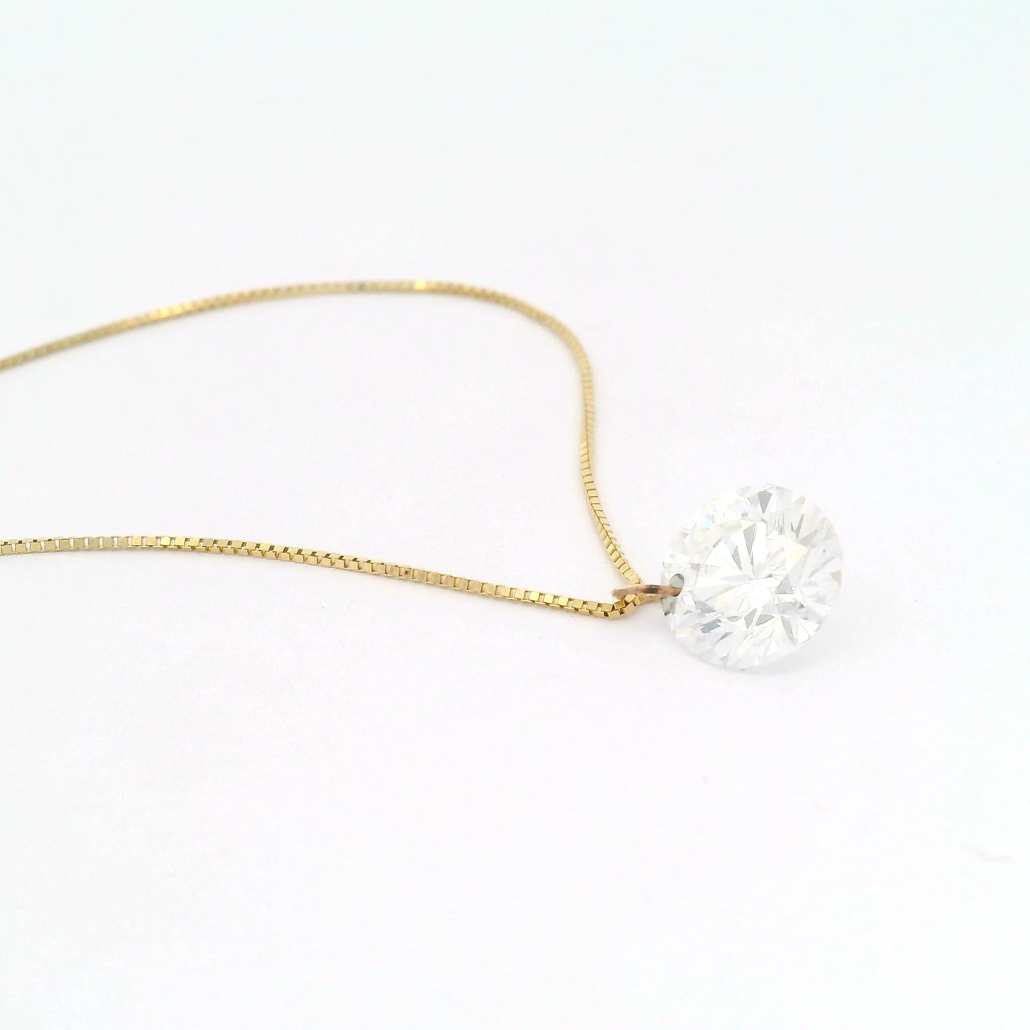 1.6ct Lab-Grown Round Brilliant Cut Diamond Pendant Box Chain Necklace - Image 3