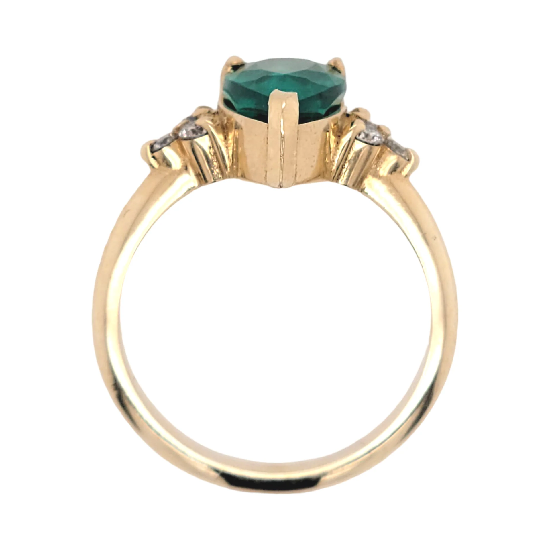 14k Yellow Ring with 2.23ct Lab-Grown Pear Emerald with Accent Diamonds - Image 6