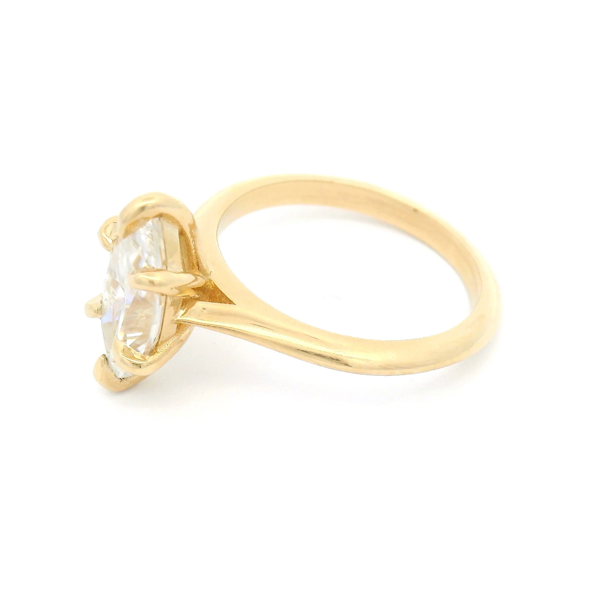 14k Yellow Six-Claw Solitaire with 1.89ct Marquise Moissanite - Image 3