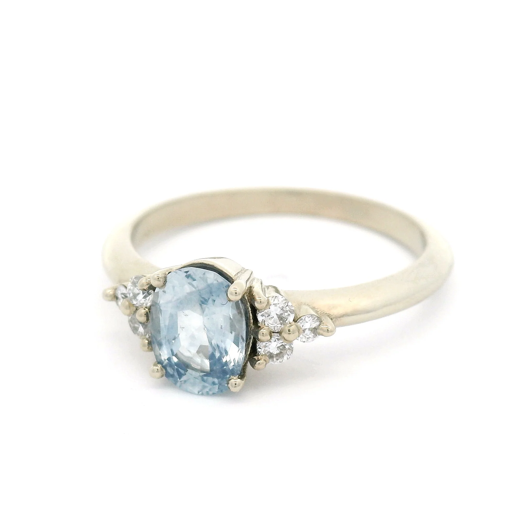 14k White Engagement Ring with Natural 1.08ct Blue Sapphire and Accent Lab Diamonds - Image 2