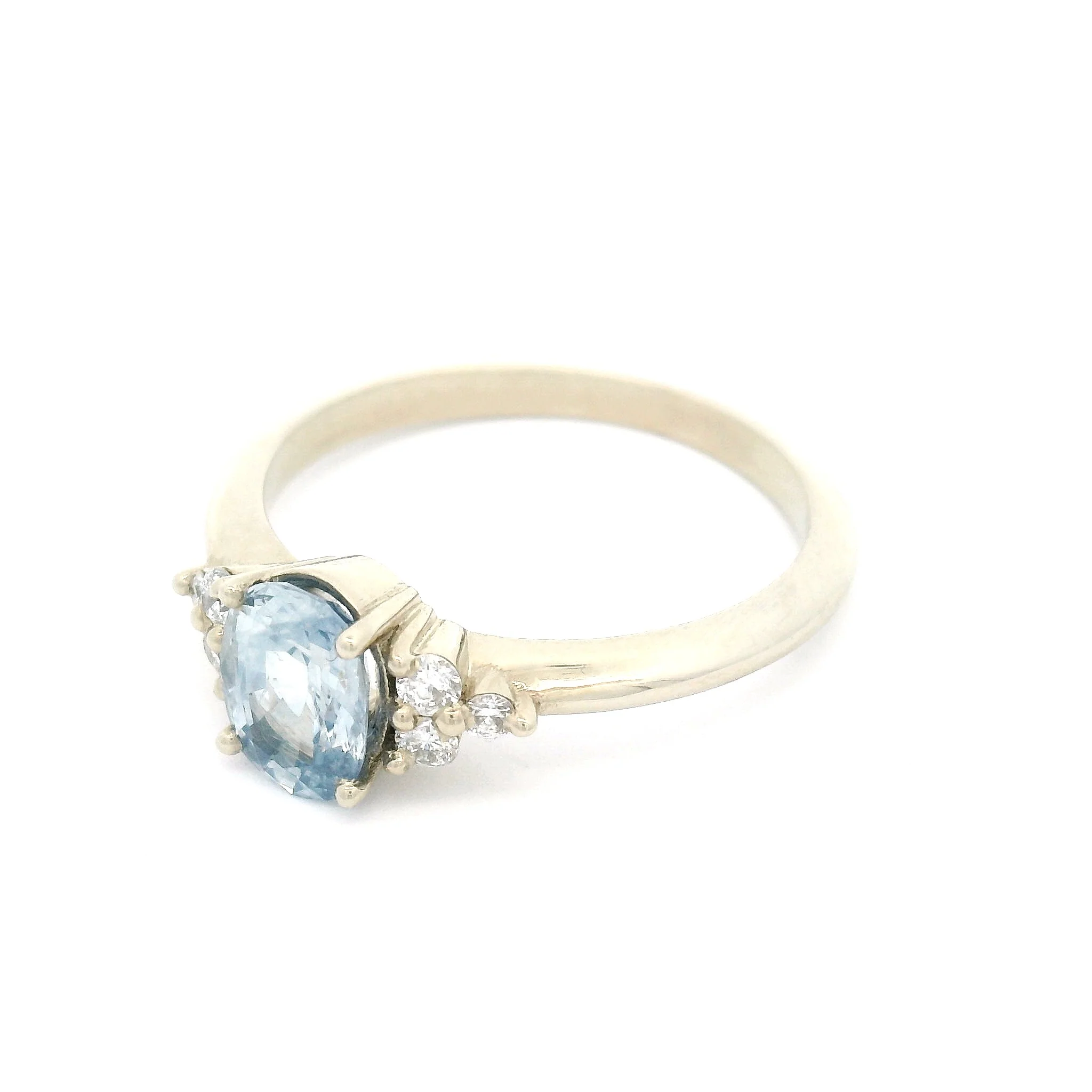 14k White Engagement Ring with Natural 1.08ct Blue Sapphire and Accent Lab Diamonds - Image 3