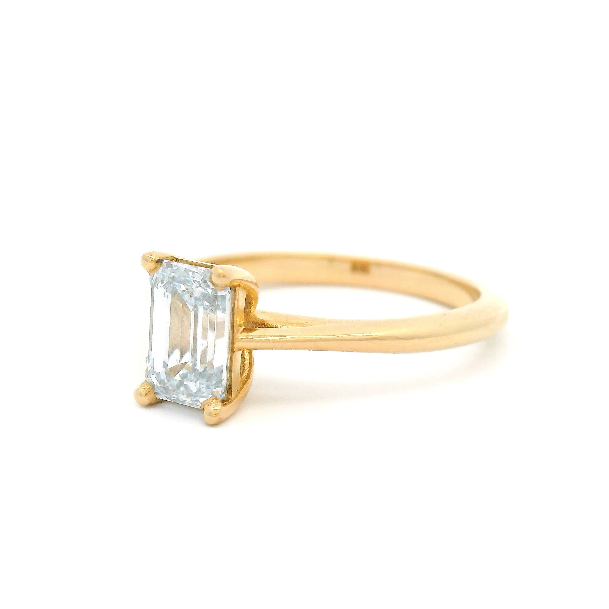Vita - 14k Yellow 1.03ct Blue Lab-Grown Pear Emerald Cut Diamond Solitaire - Image 2