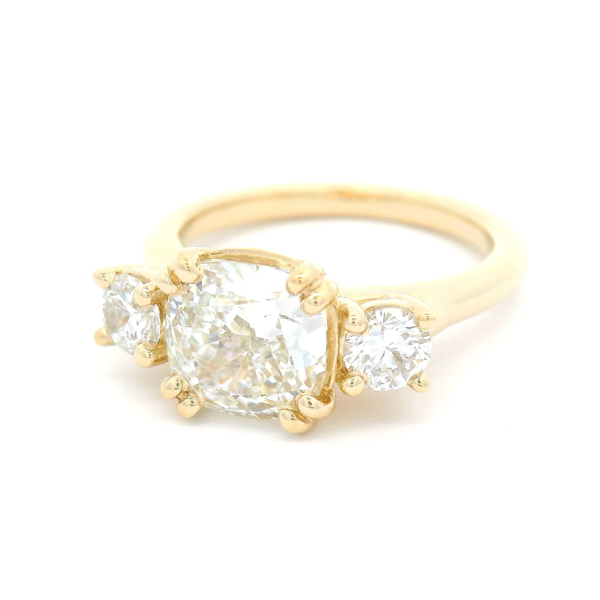 14k Yellow Three Stone Engagement Ring with 2.45cts of Lab-Grown Diamonds - Image 2