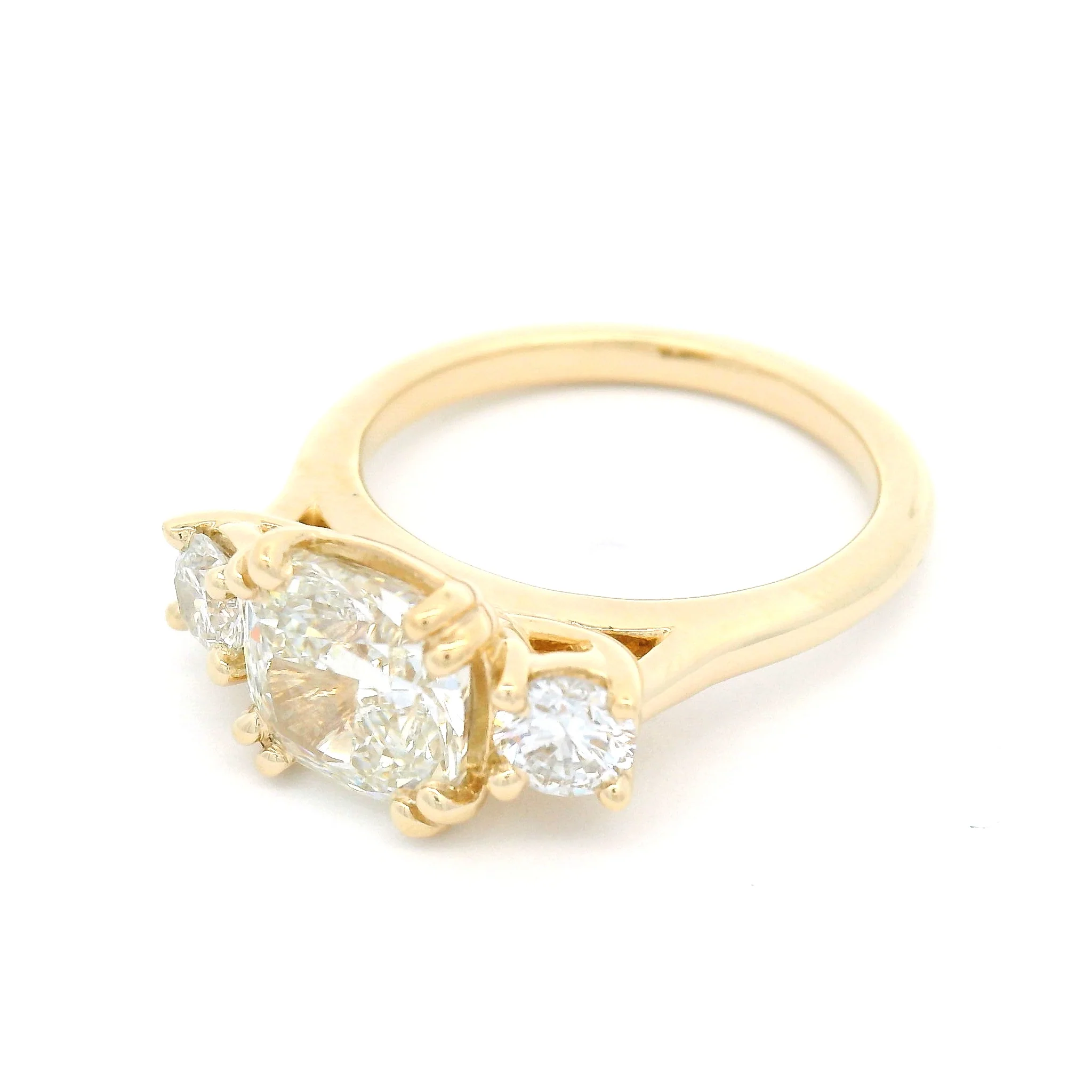 14k Yellow Three Stone Engagement Ring with 2.45cts of Lab-Grown Diamonds - Image 3