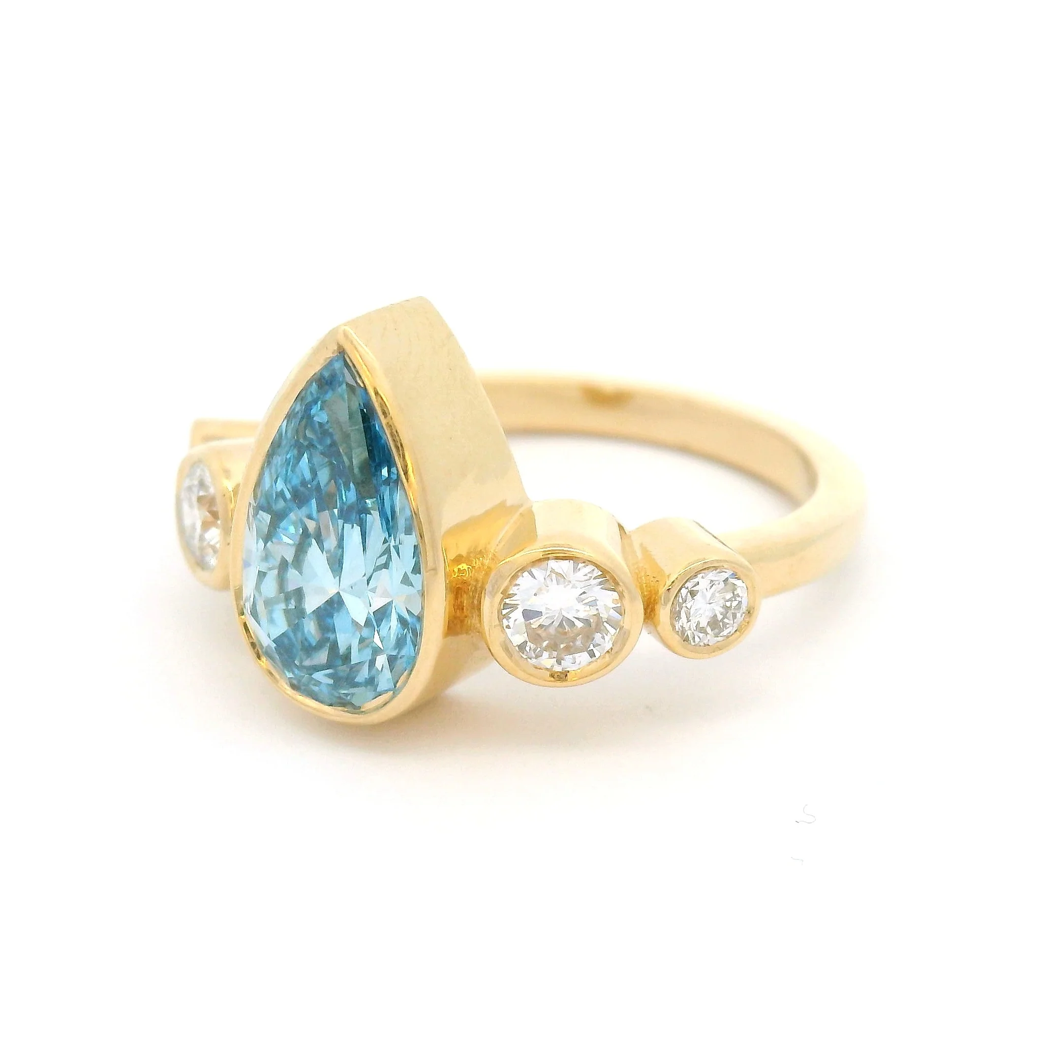 14k Yellow Engagement Ring with 1.5ct Lab-Grown Blue Diamond & Accent Lab Diamonds - Image 2
