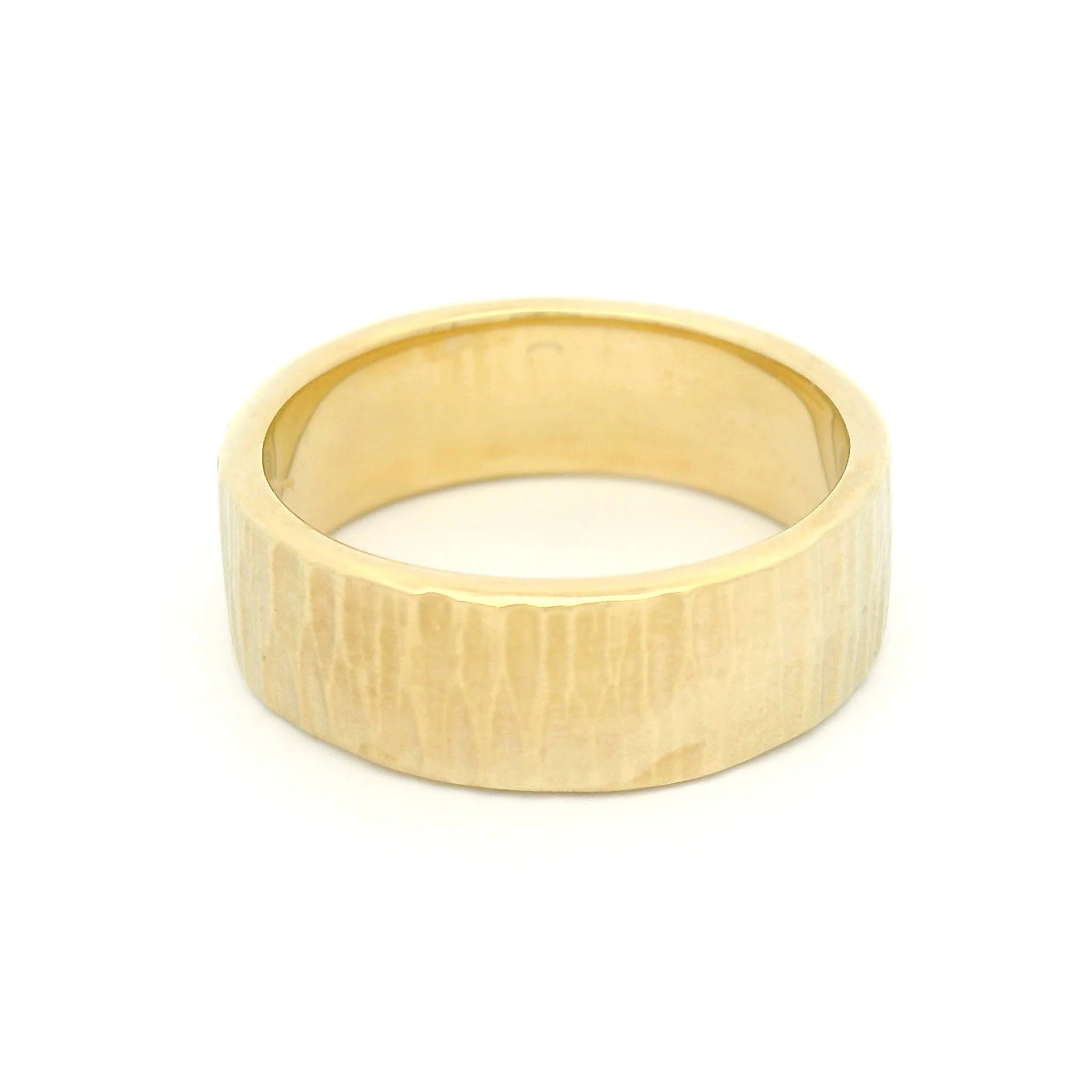 10k Yellow 7mm Wide textured Band - Image 2