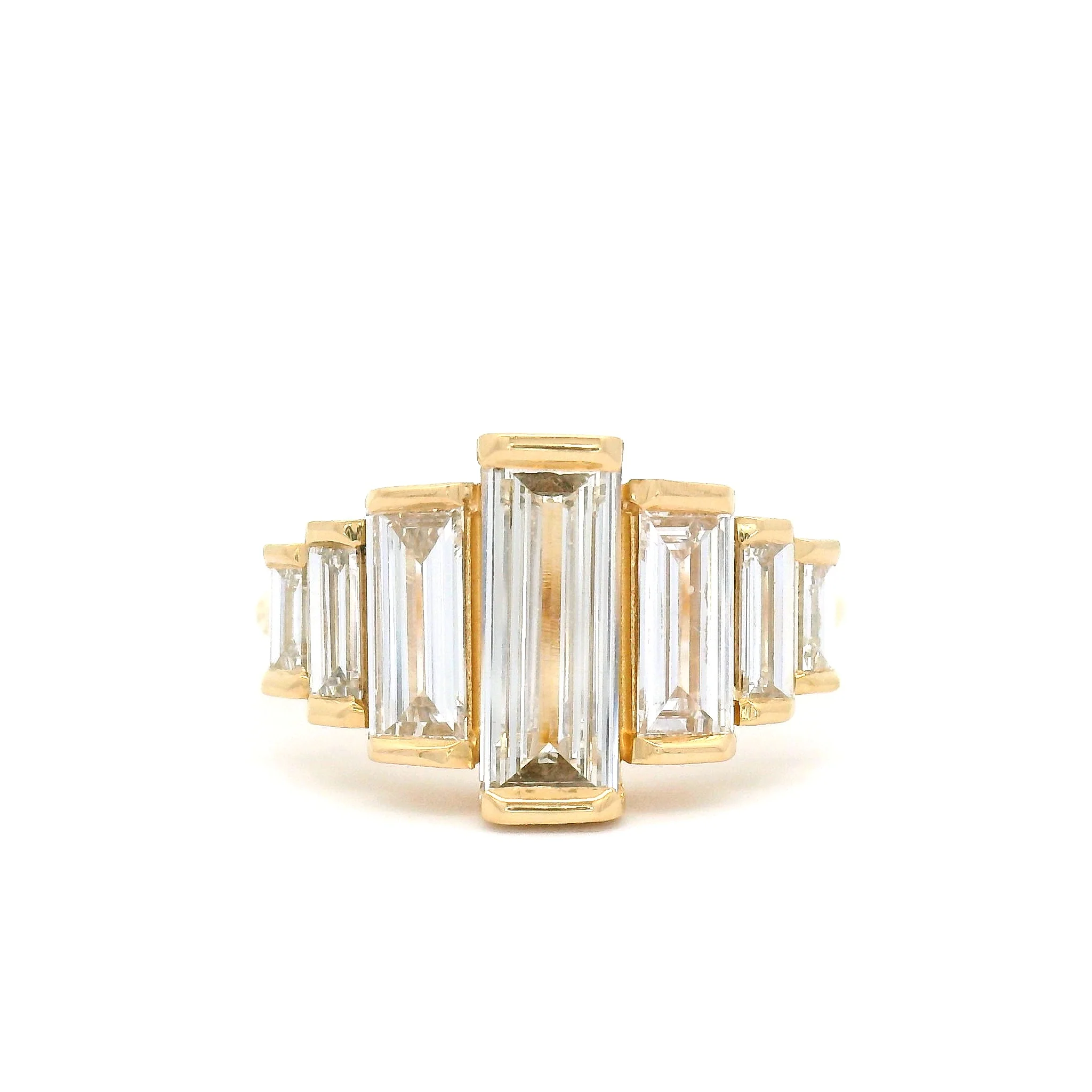 Roma Retro III - 14k Yellow Engagement Ring with 1.81cts of Lab-Grown Baguette Cut Diamonds - Image 2