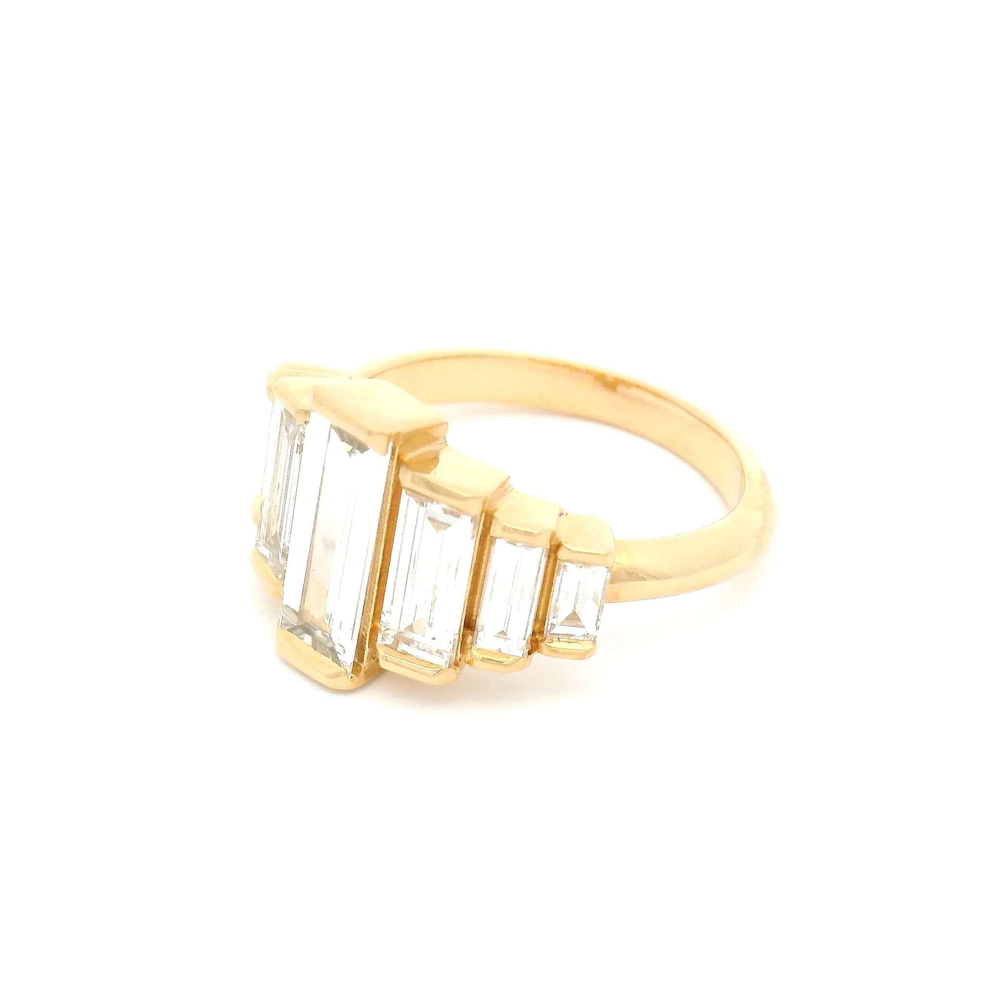 Roma Retro III - 14k Yellow Engagement Ring with 1.81cts of Lab-Grown Baguette Cut Diamonds - Image 3