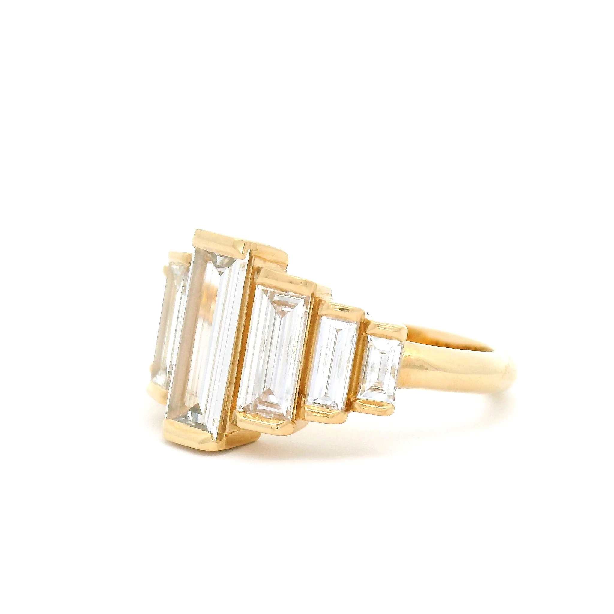 Roma Retro III - 14k Yellow Engagement Ring with 1.81cts of Lab-Grown Baguette Cut Diamonds - Image 4