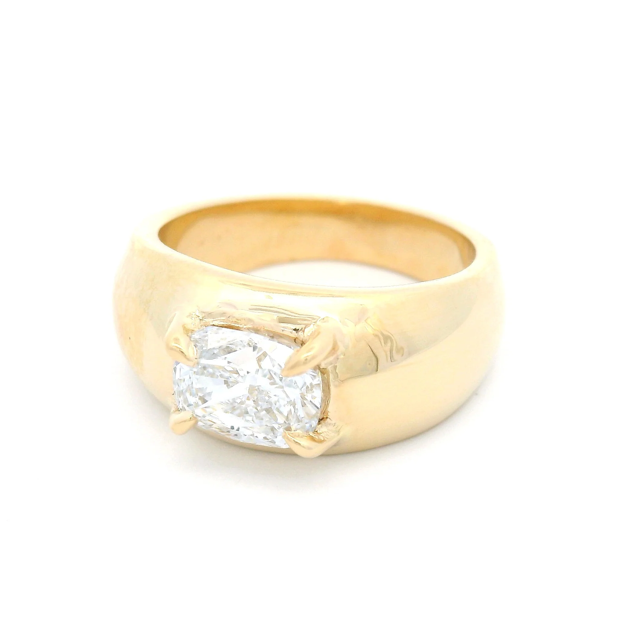 14k Yellow Claw-Set Solitaire with 1.5ct Lab-Grown Cushion Diamond - Image 2