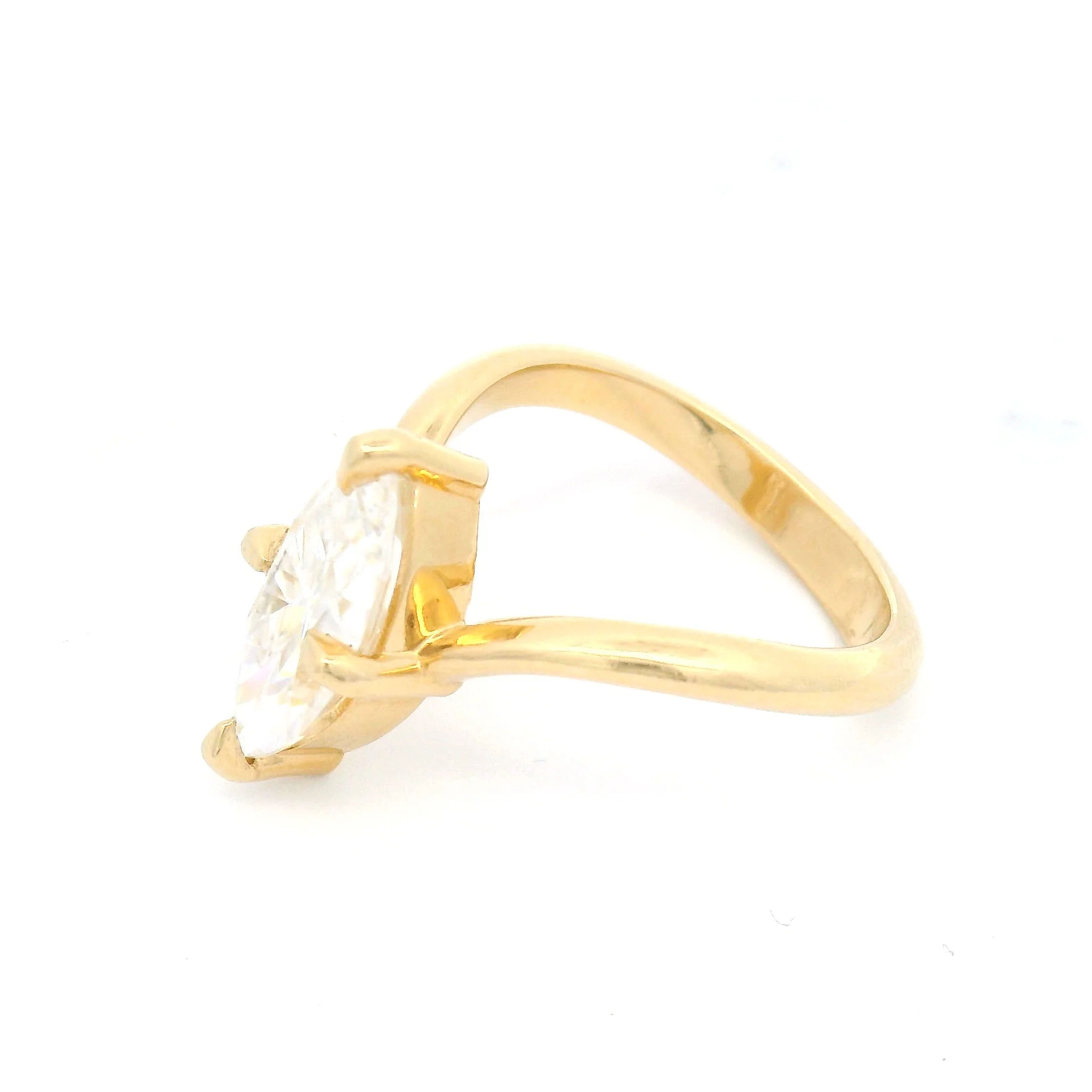 14k Yellow 4-Claw Solitaire set with 1.8ct Marquise Moissanite - Image 3