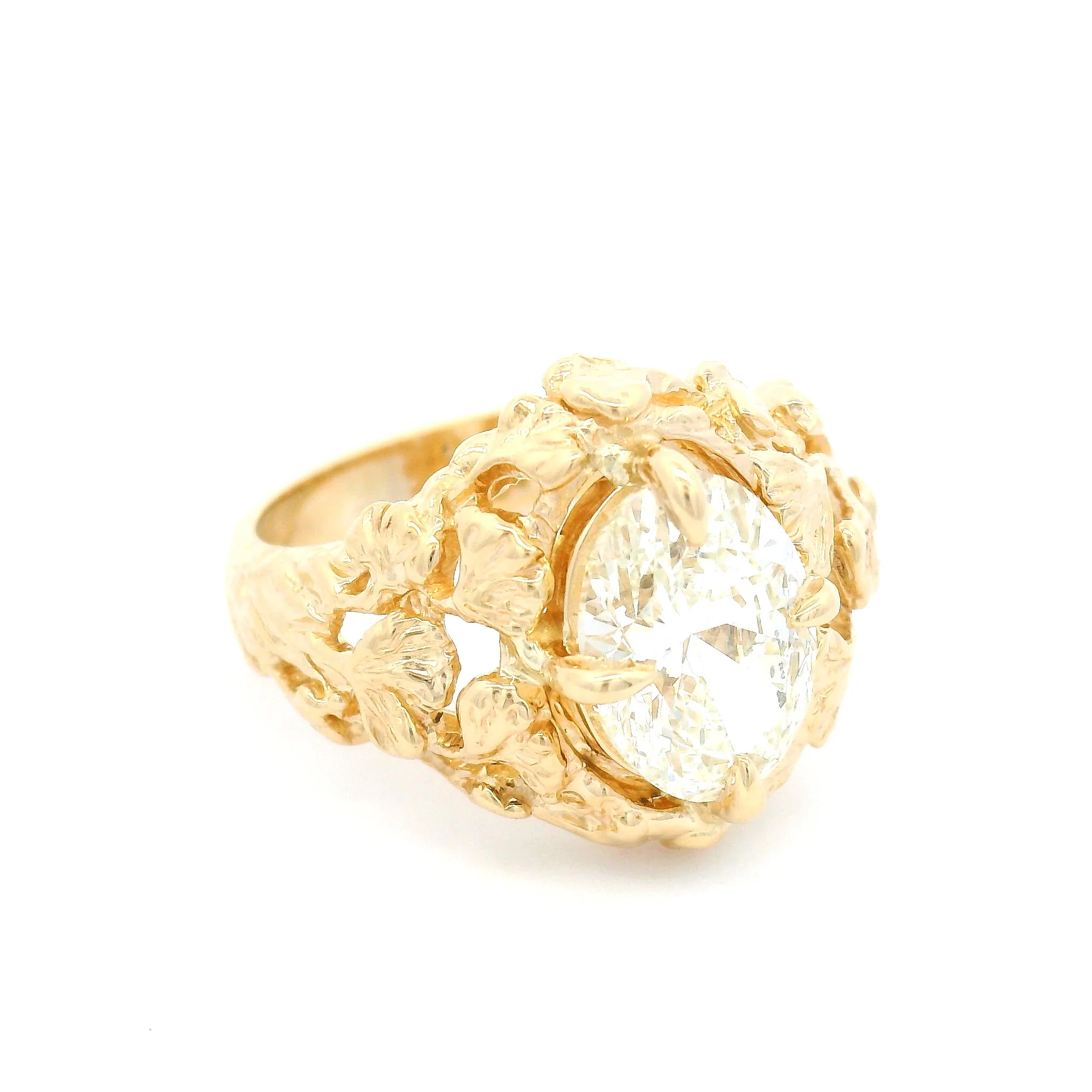14k Yellow Leafy Solitaire with 2.13ct Oval Lab-Grown Diamond - Image 5