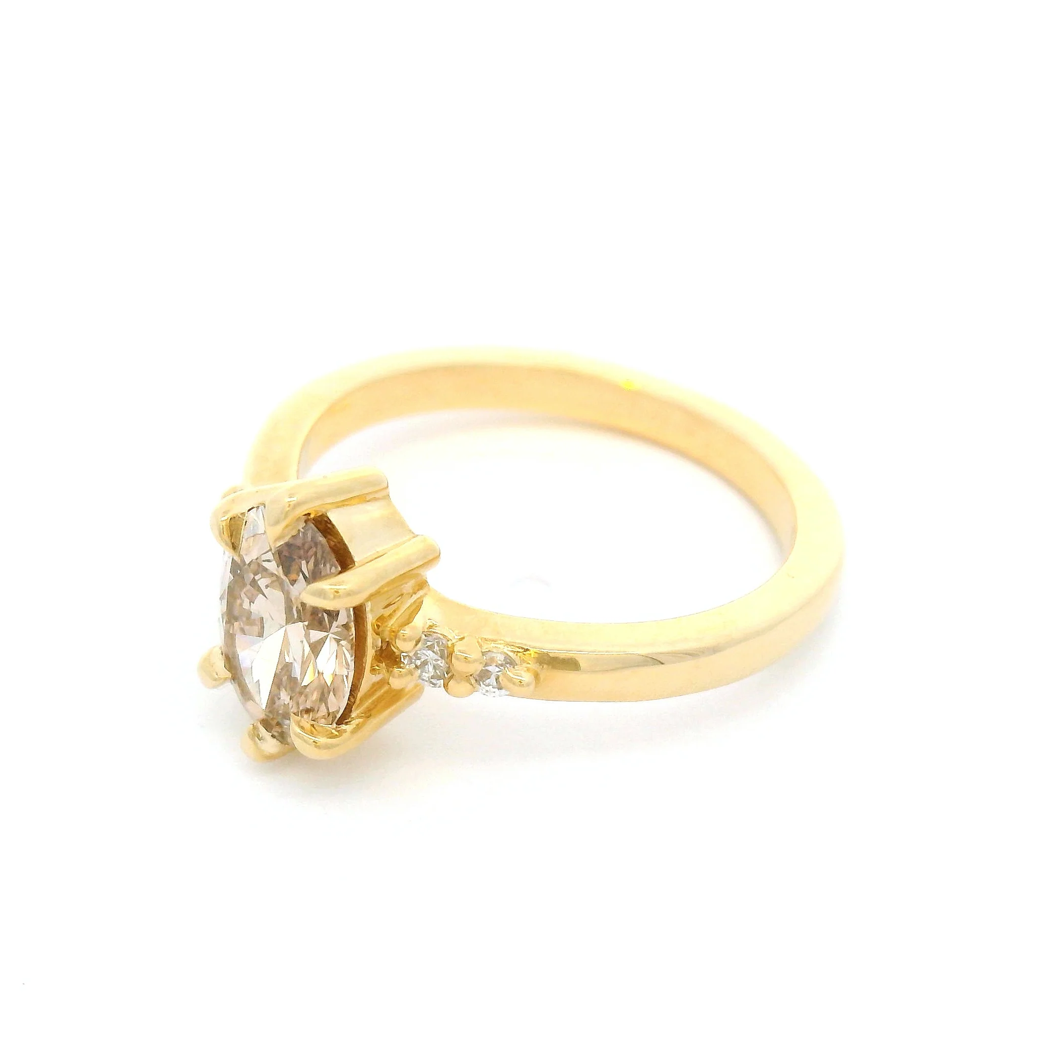 14k Yellow Engagement Ring with 1.05ct Lab-Grown Brown Diamond & Accent Lab Diamonds - Image 3