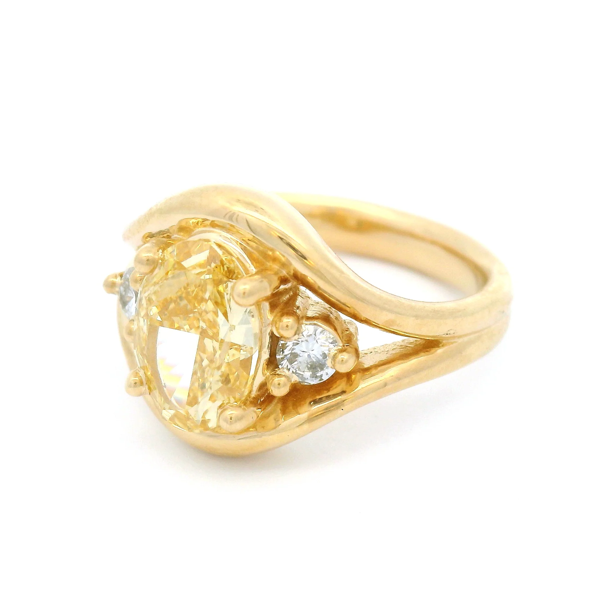 14k Yellow Three Stone Engagement Ring with 2.11cts of Lab-Grown Diamonds - Image 2