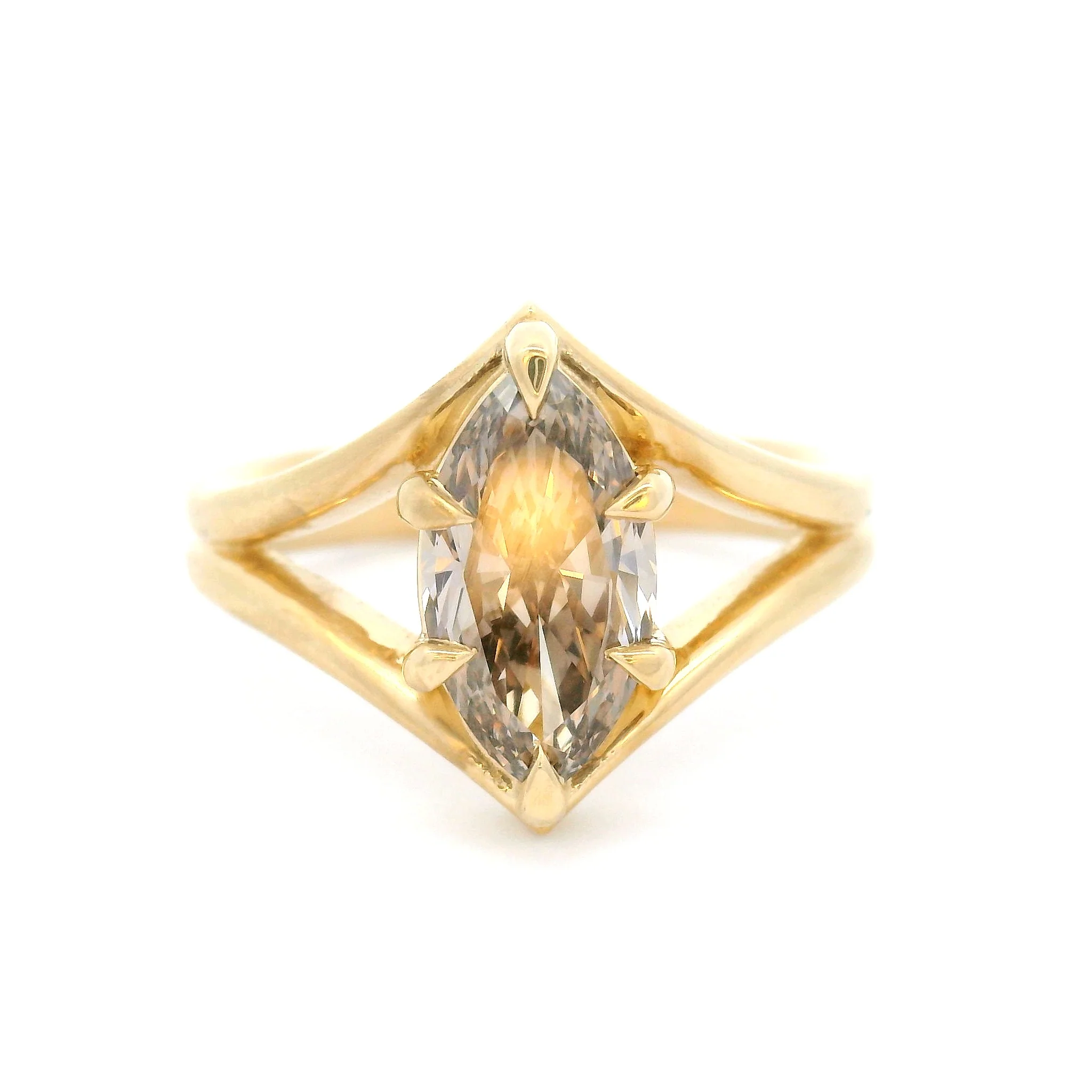 14k Yellow Solitaire with 1.51ct Lab-Grown Marquise Fancy Brown Diamond - Image 4