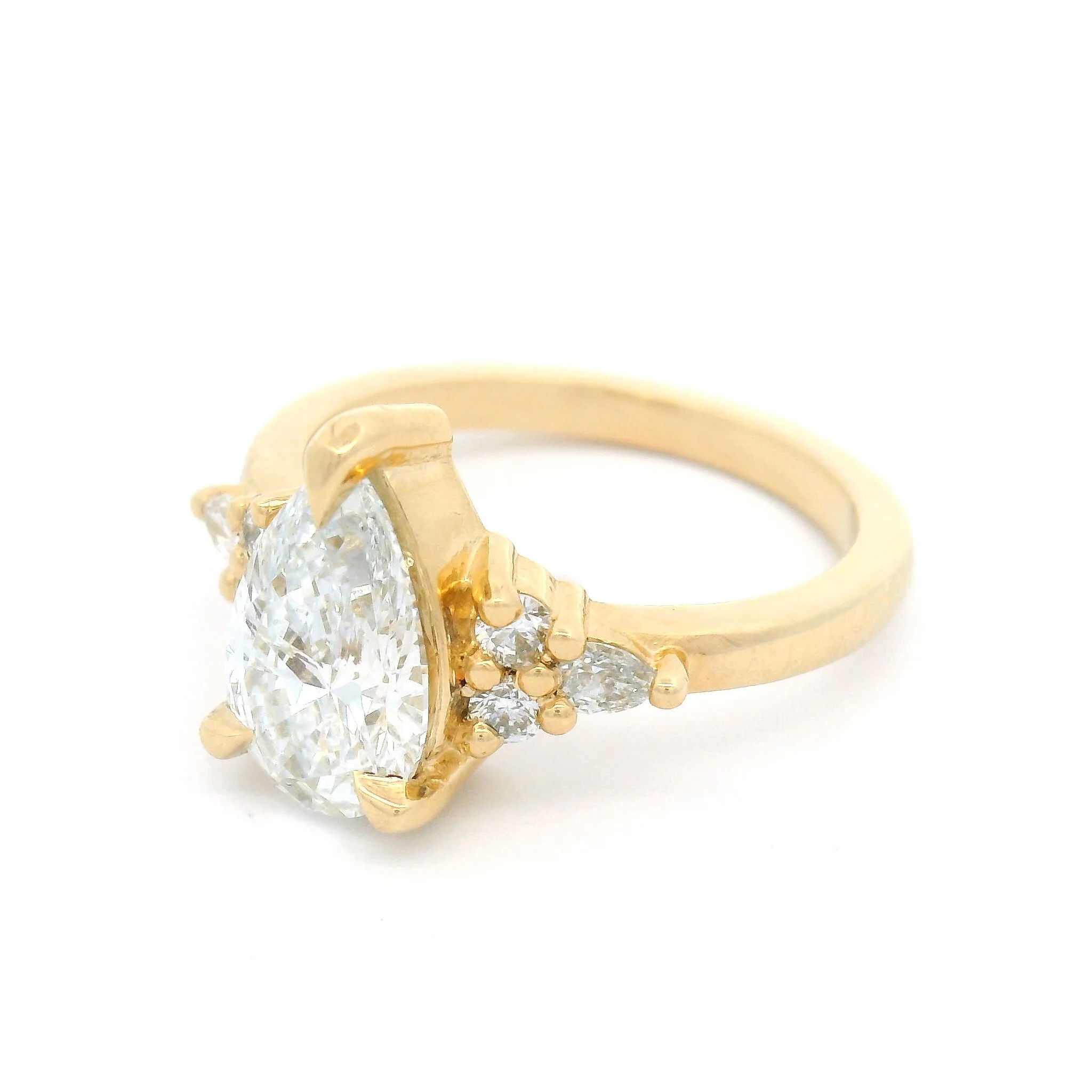 14k Yellow Engagement Ring with 1.54ct Lab-Grown Diamond with Accent Lab Diamonds - Image 2
